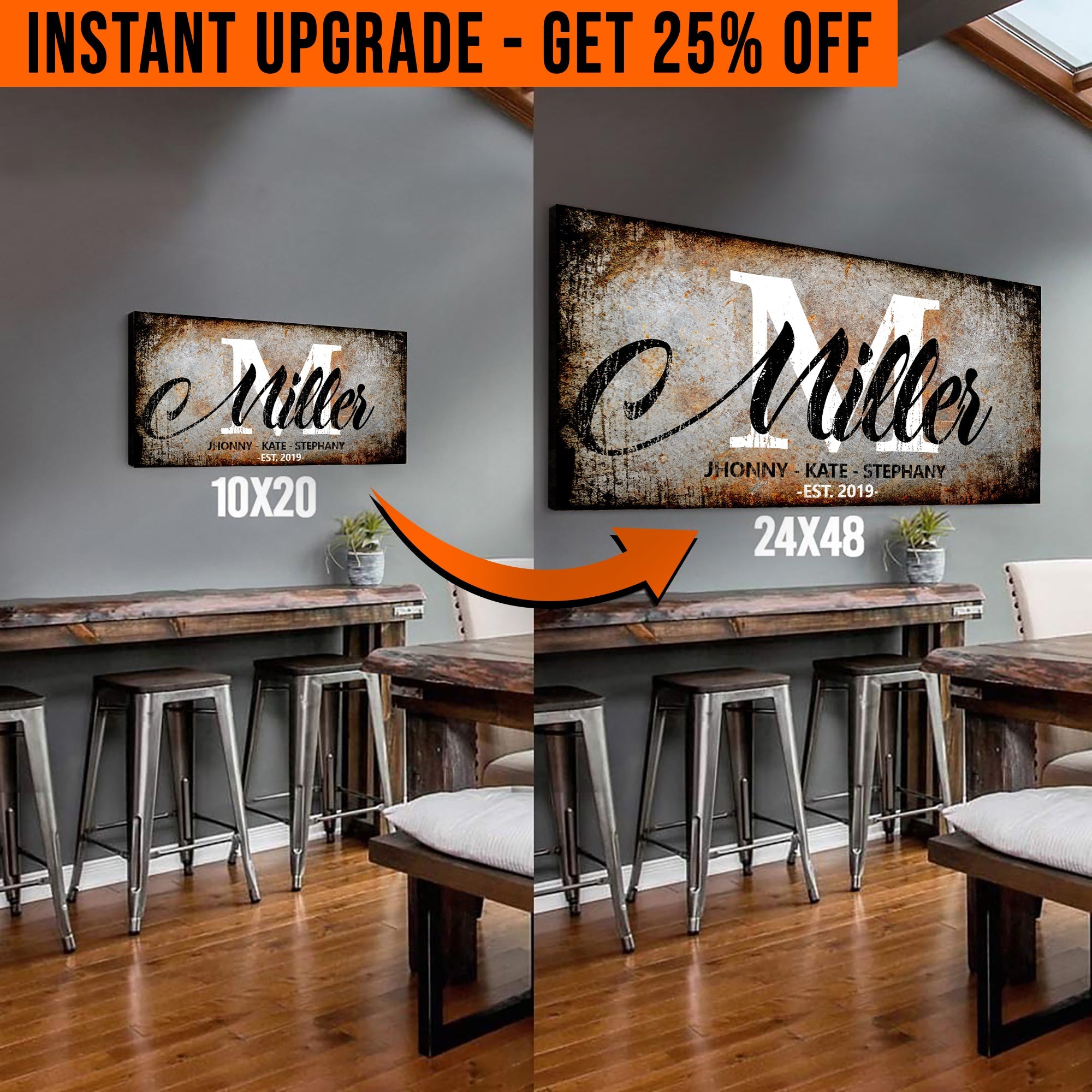 Upgrade Your 20x10 Inches 'Family' Style 3 Canvas To 48x24 Inches on sale at MyriadMart