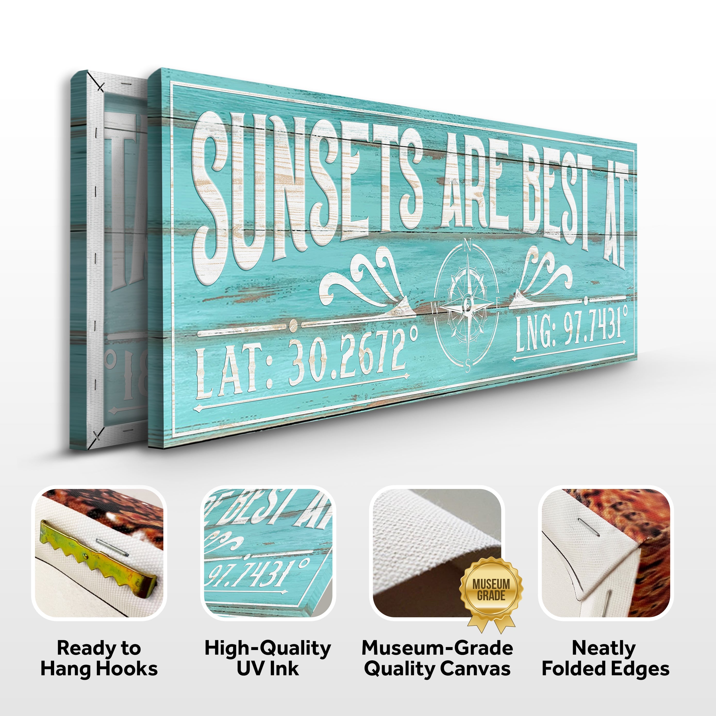 Sunsets Are Best At Coordinates Sign III on sale at MyriadMart