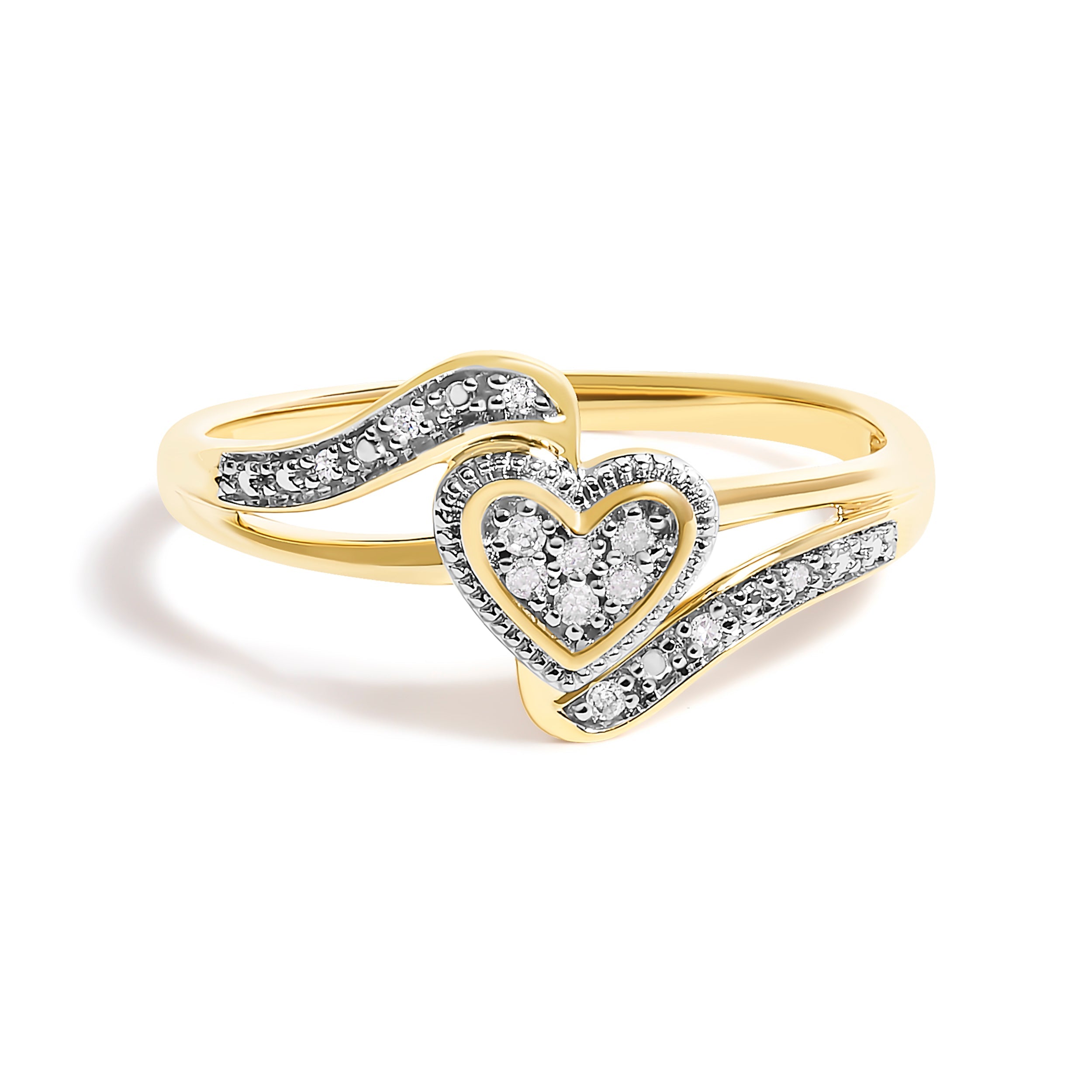 10K Yellow Gold Diamond Accent Filigree Heart Promise Ring I-J Color, I3 Clarity - Size 7 on sale at MyriadMart