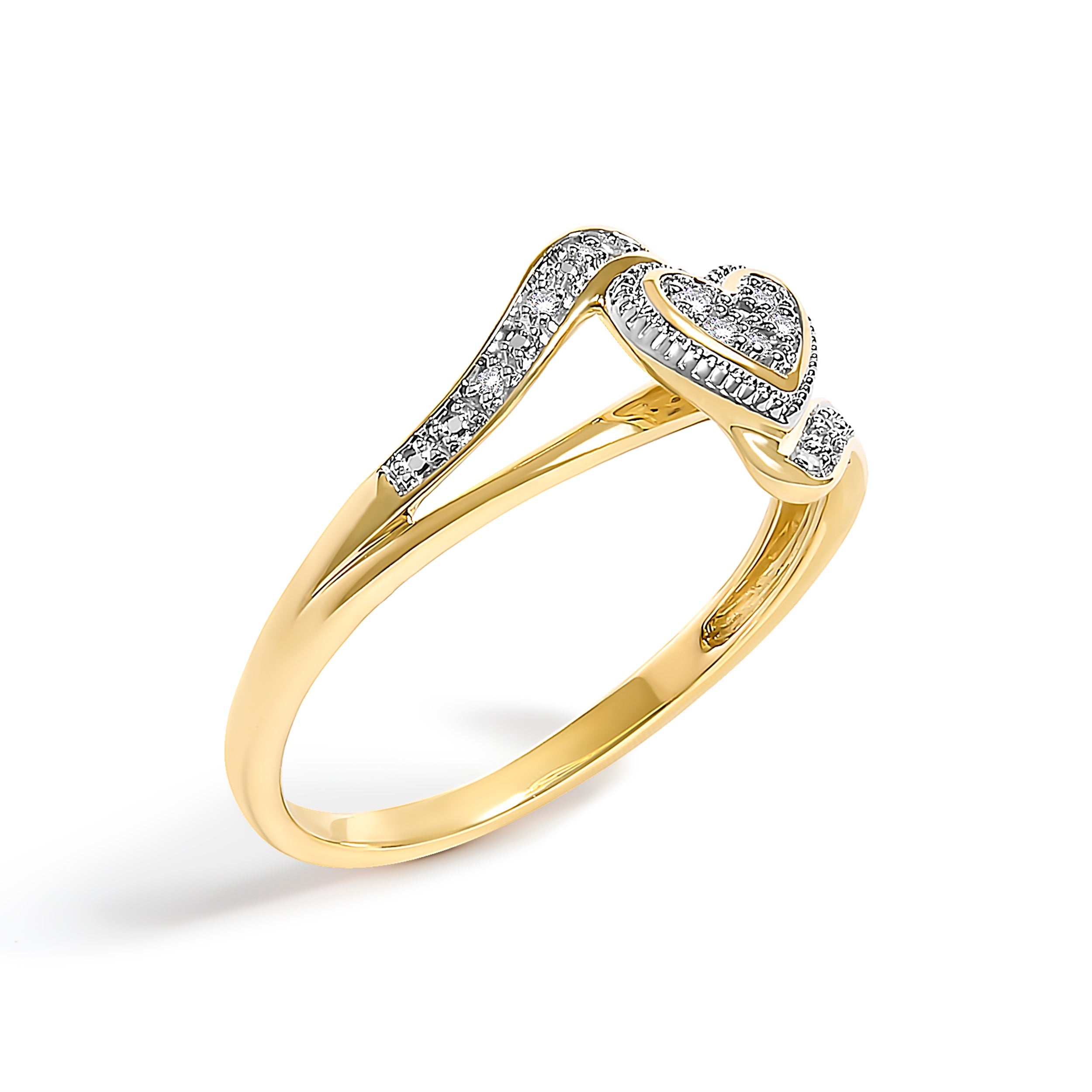 10K Yellow Gold Diamond Accent Filigree Heart Promise Ring I-J Color, I3 Clarity - Size 7 on sale at MyriadMart