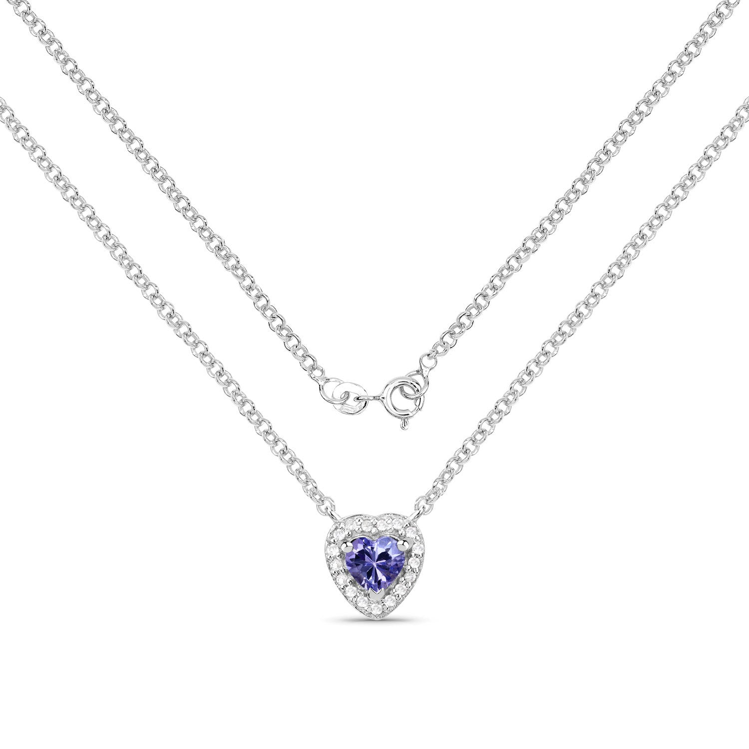 0.55 Carat Genuine Tanzanite and White Topaz .925 Sterling Silver Necklace on sale at MyriadMart