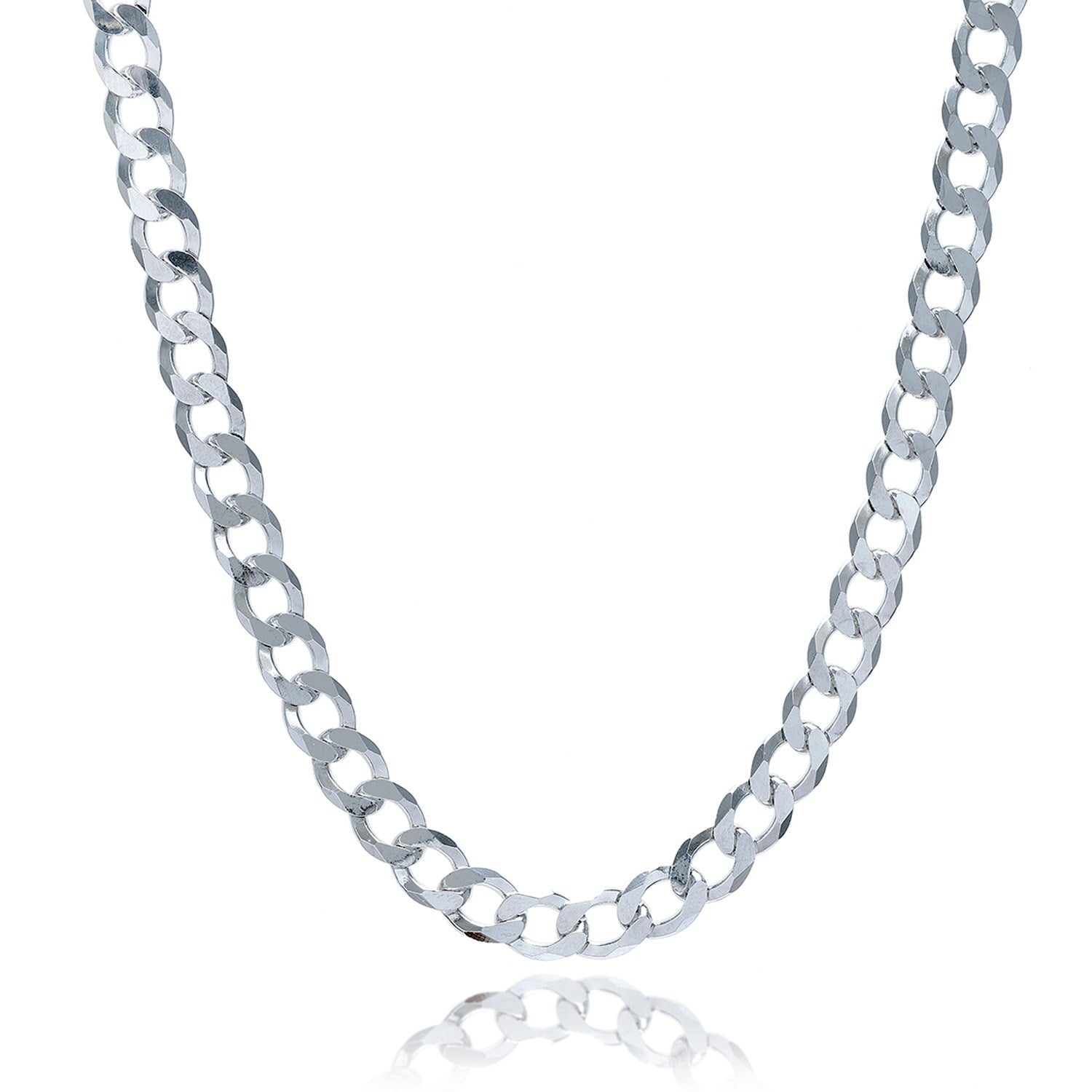 Rhodium Plated 7.9mm Sterling Silver Curb Style Chain on sale at MyriadMart