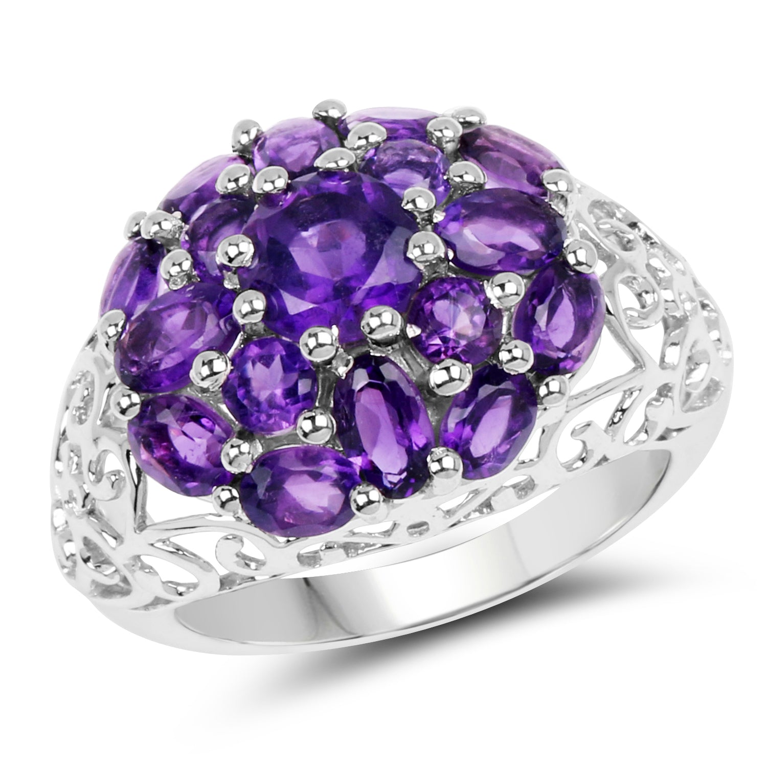 3.29 Carat Genuine Amethyst .925 Sterling Silver Ring on sale at MyriadMart