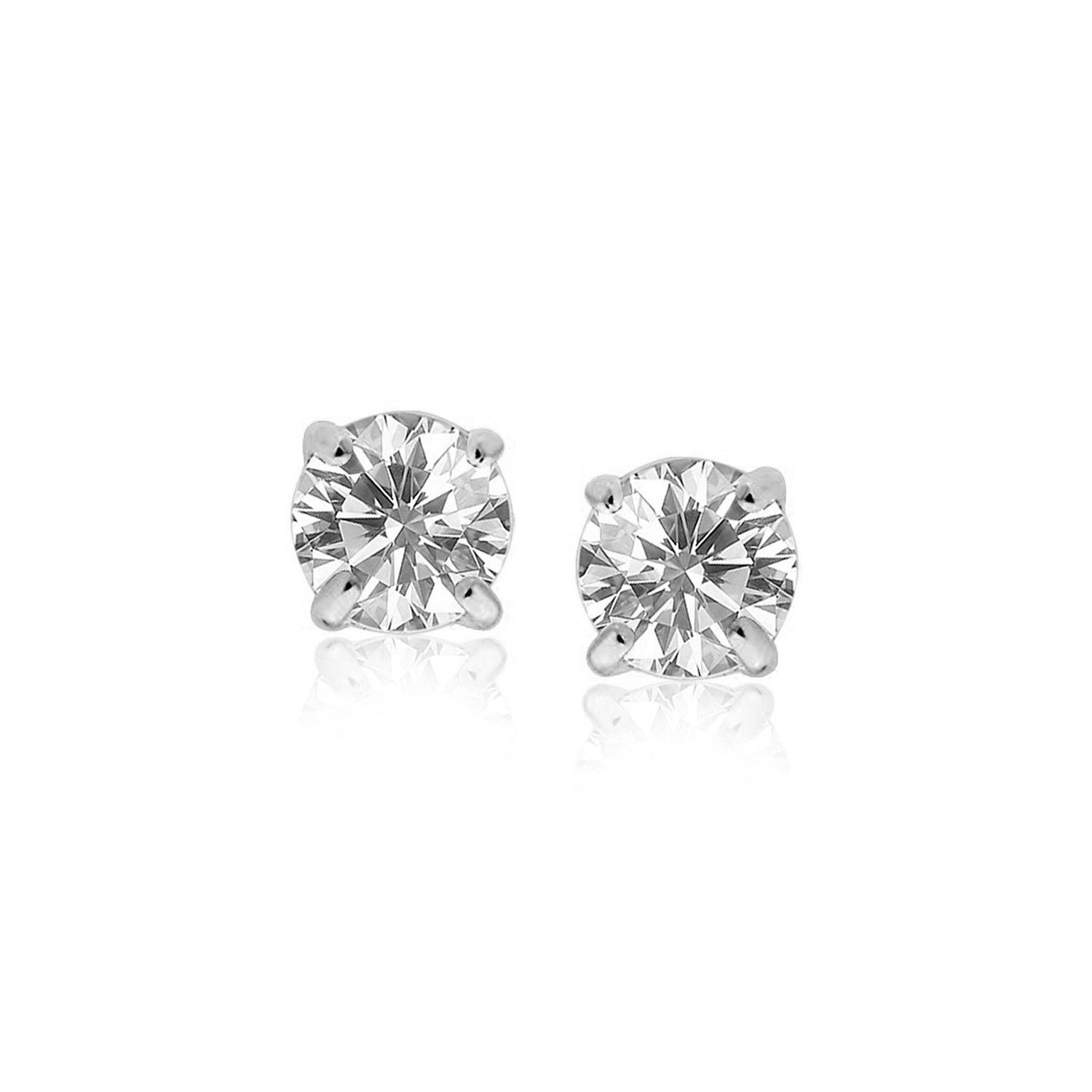 Sterling Silver Stud Earrings with White Hue Faceted Cubic Zirconia on sale at MyriadMart