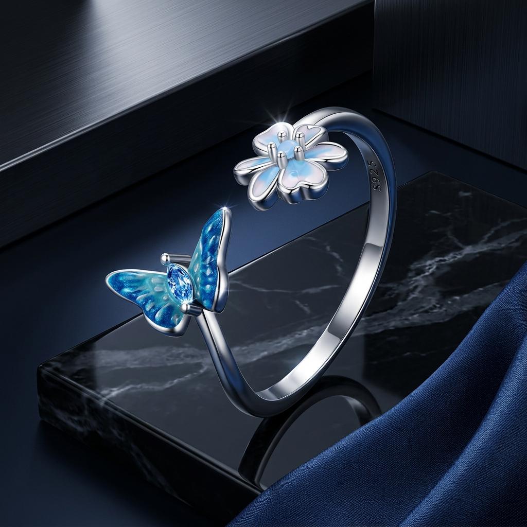 925 Sterling Silver Opal Nanometer Stone Plated Platinum Ring on sale at MyriadMart