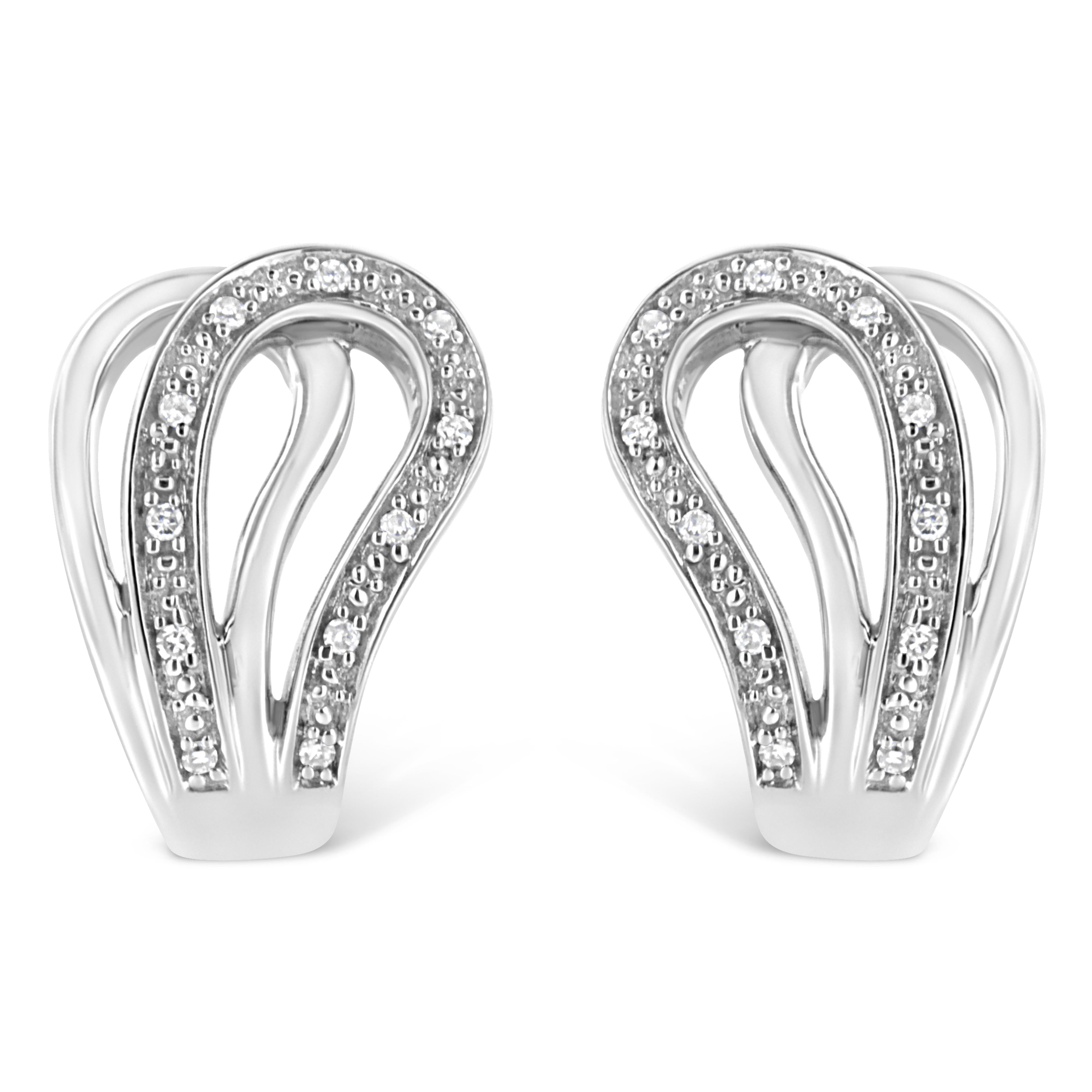 .925 Sterling Silver Pave-Set Diamond Accent Horseshoe Hoop Earring I-J Color, I1-I2 Clarity on sale at MyriadMart