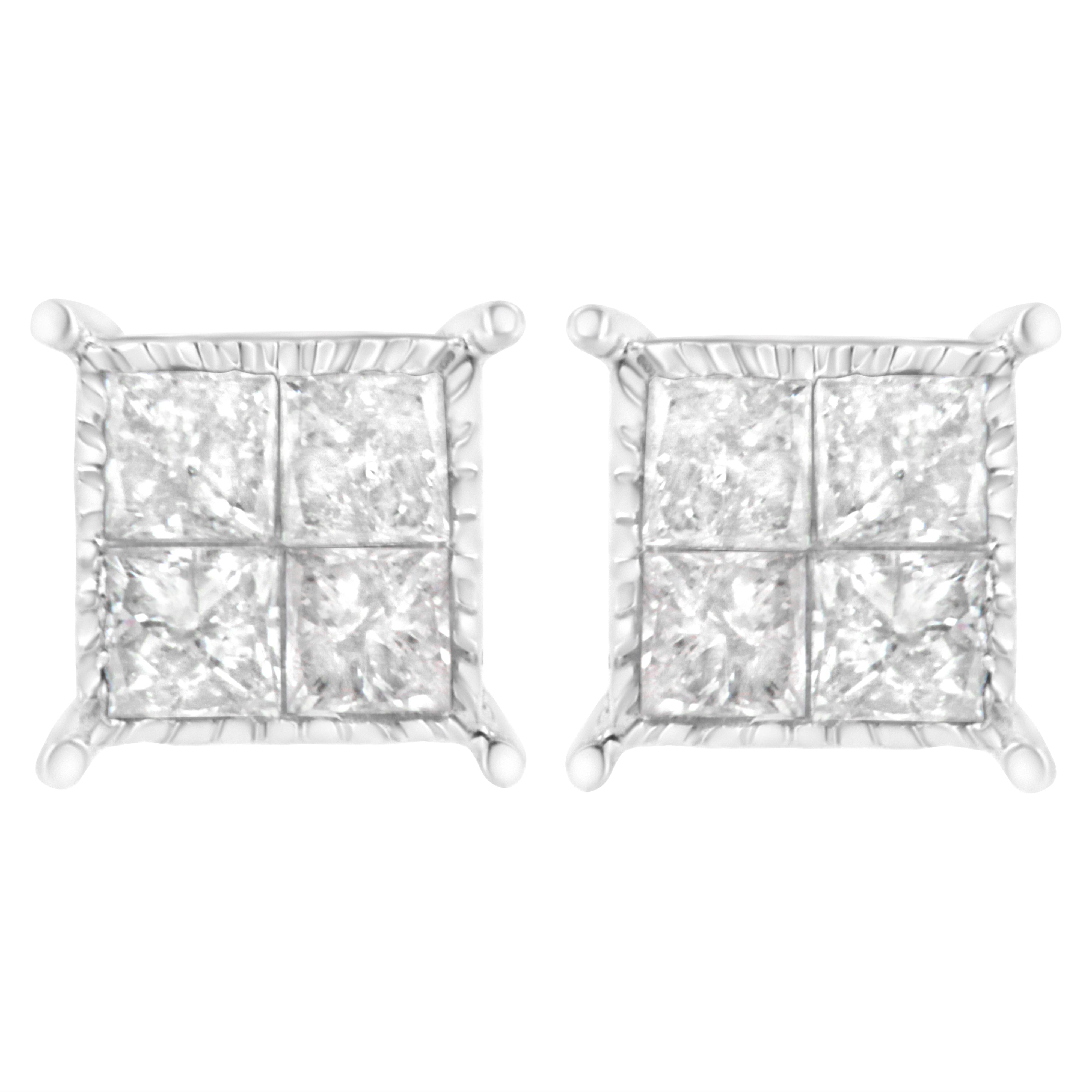 Sterling Silver 3/4 cttw Composite Diamond Stud Earrings I-J, I2-I3 on sale at MyriadMart