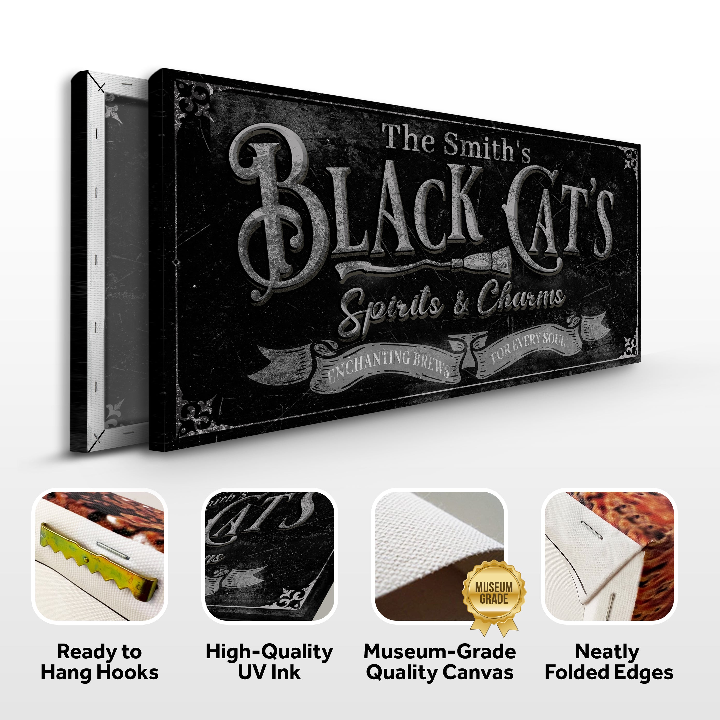 Black Cat’s Spirits & Charms Bar Halloween Sign III on sale at MyriadMart