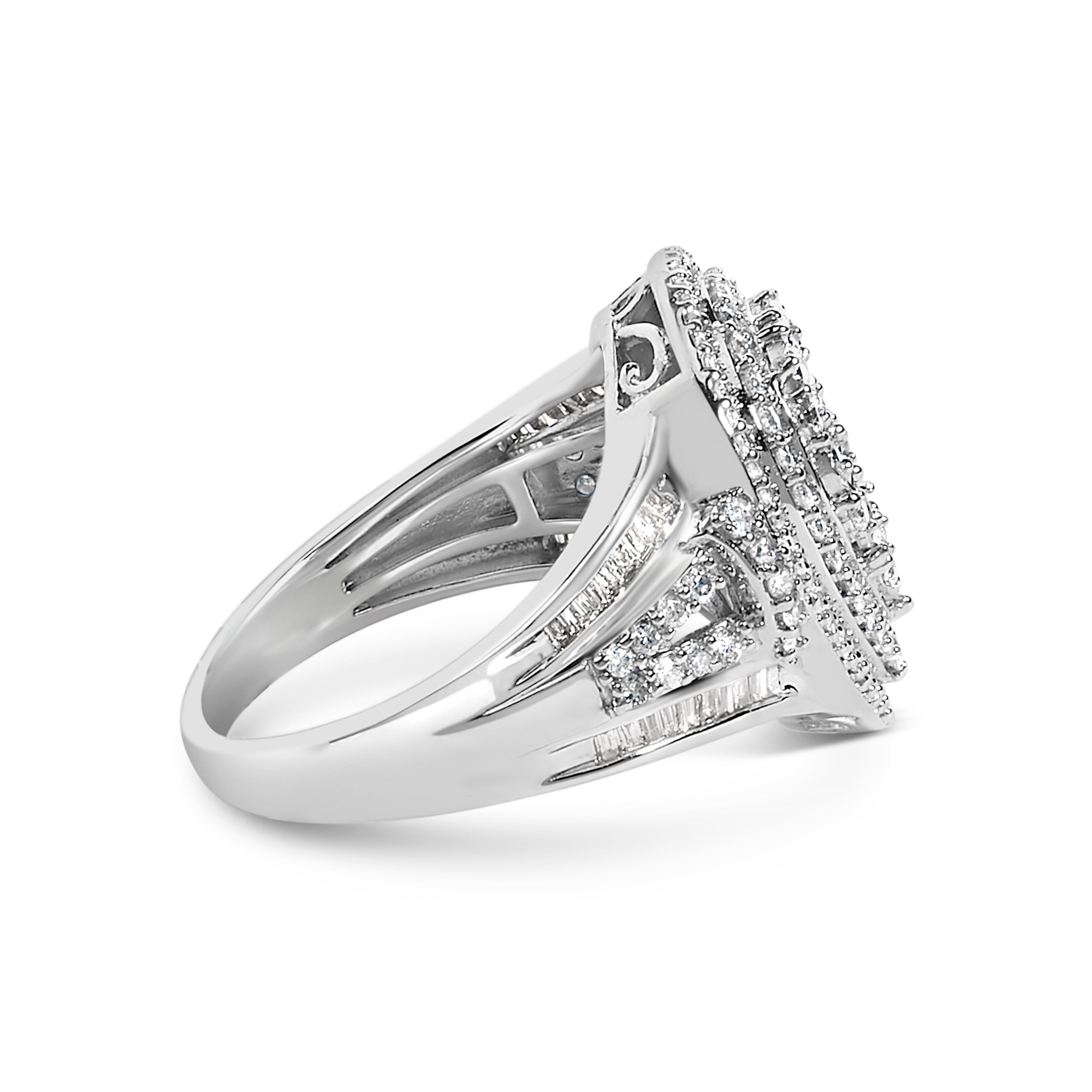 Sterling Silver 1 Cttw Diamond Pear-Shaped Triple Halo Cluster Ring on sale at MyriadMart