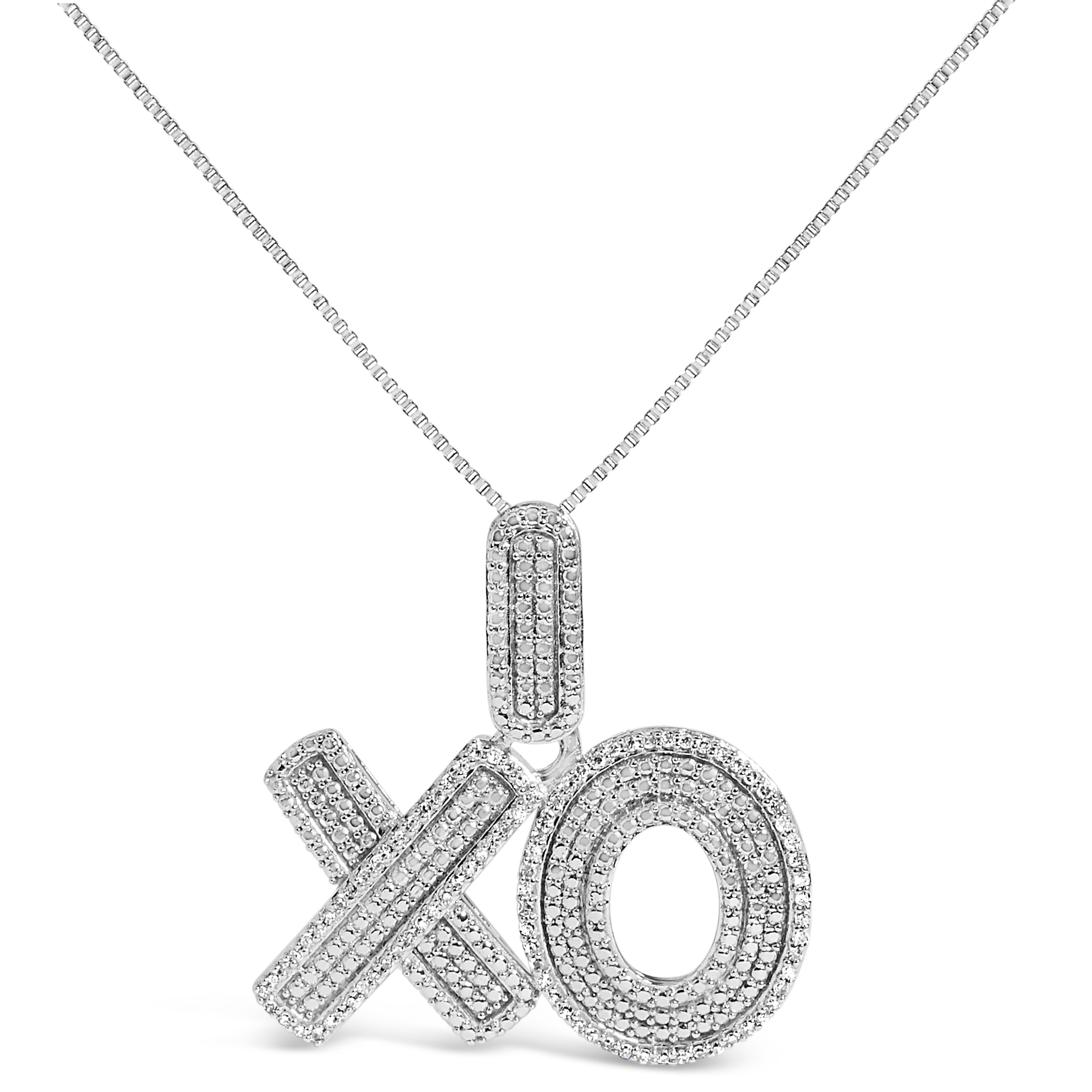 Sterling Silver 1/4 Cttw Diamond Pavé XO Pendant Necklace on sale at MyriadMart