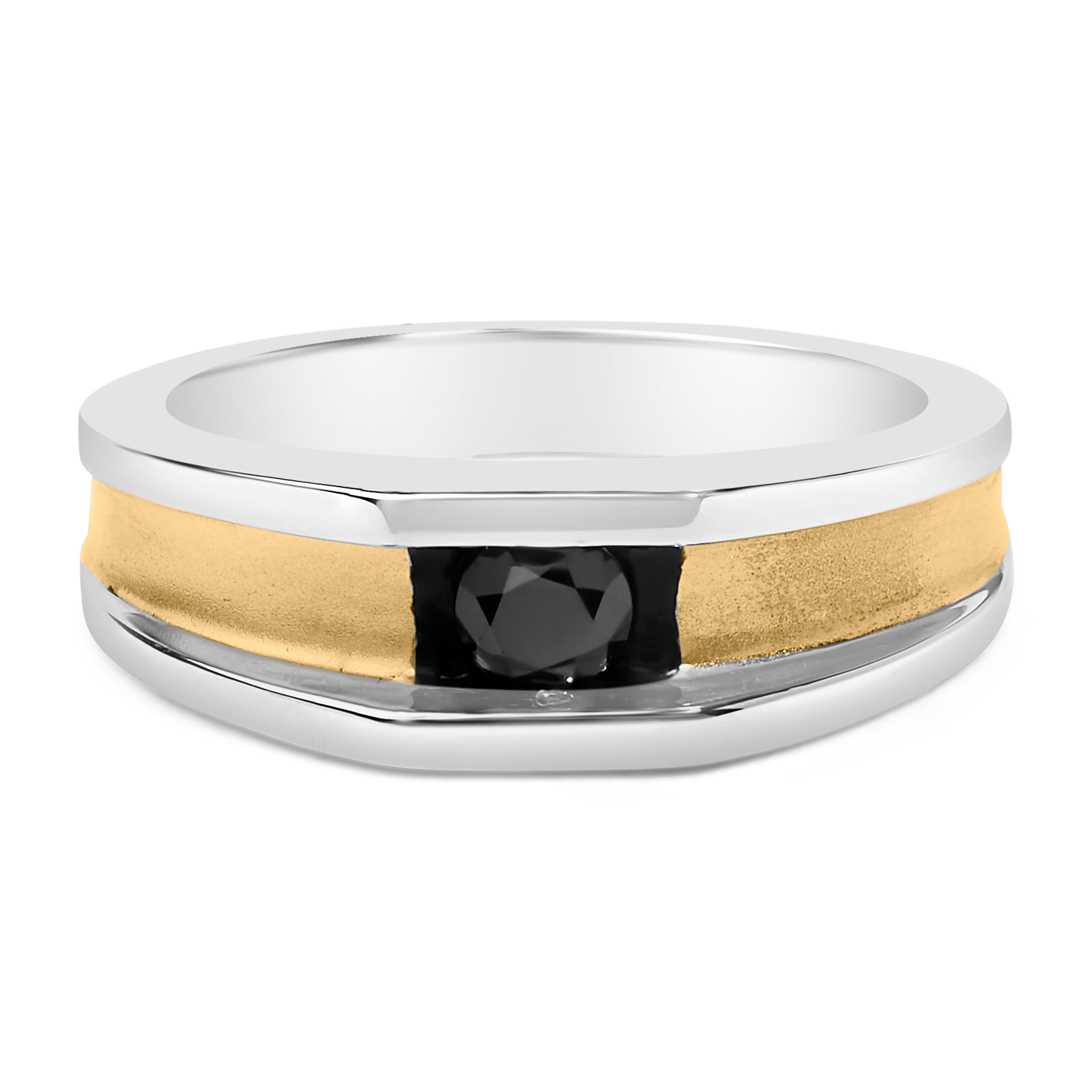 Men's 14K Yellow Gold Plated Sterling Silver 1/2 Cttw Black Diamond Band Ring on sale at MyriadMart