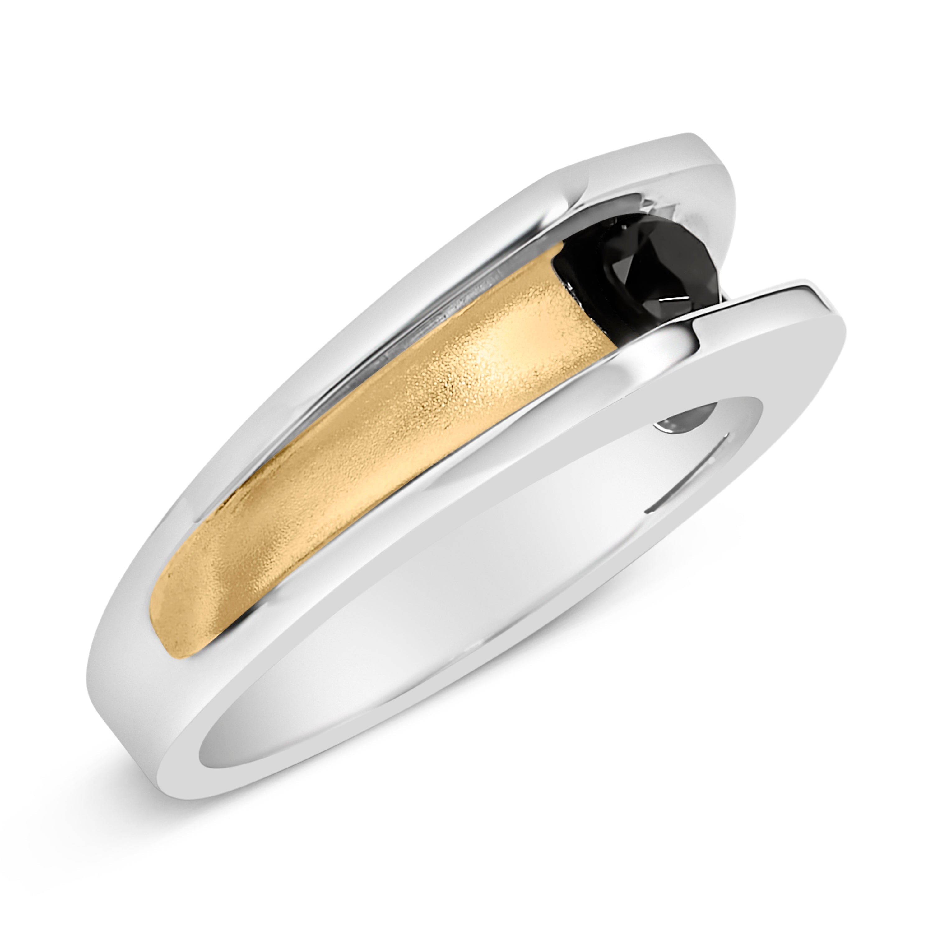 Men's 14K Yellow Gold Plated Sterling Silver 1/2 Cttw Black Diamond Band Ring on sale at MyriadMart