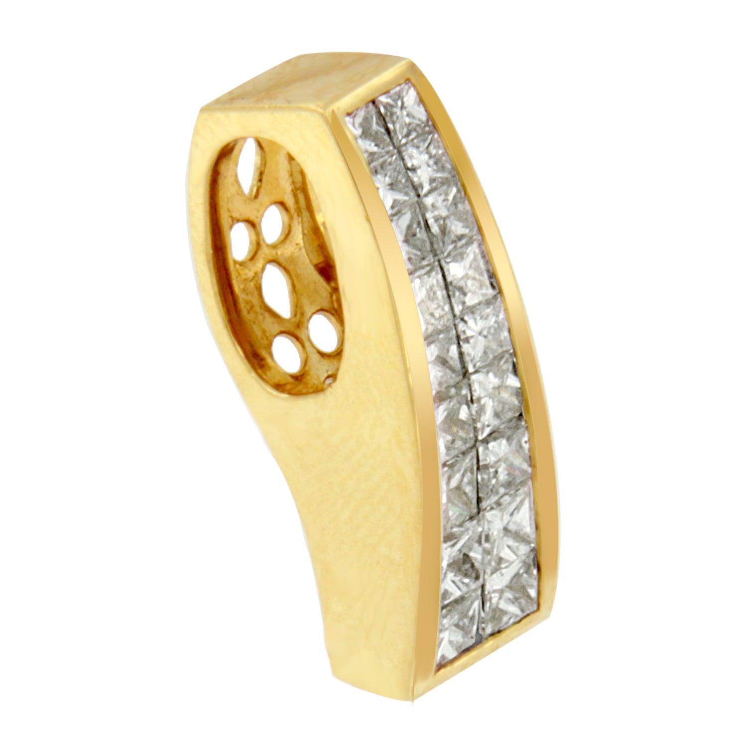 14K Yellow Gold 1 1/2 cttw Princess Cut Diamond Greek Column Pendant Necklace (G-H, VS1-VS2)