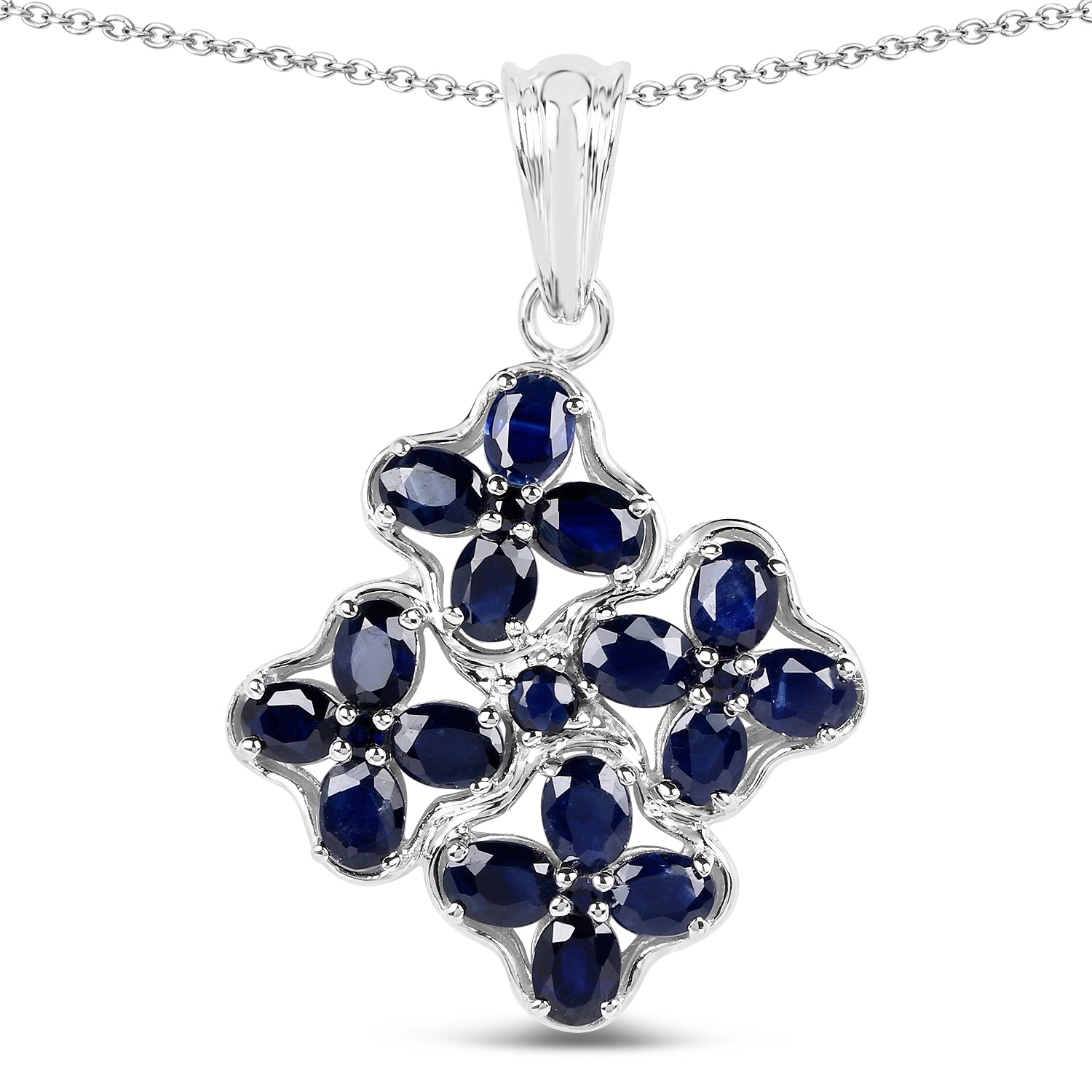 3.68 Carat Genuine Blue Sapphire .925 Sterling Silver Pendant on sale at MyriadMart