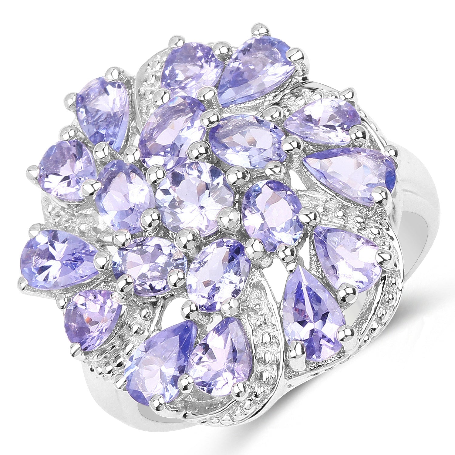 3.35 Carat Genuine Tanzanite .925 Sterling Silver Ring on sale at MyriadMart