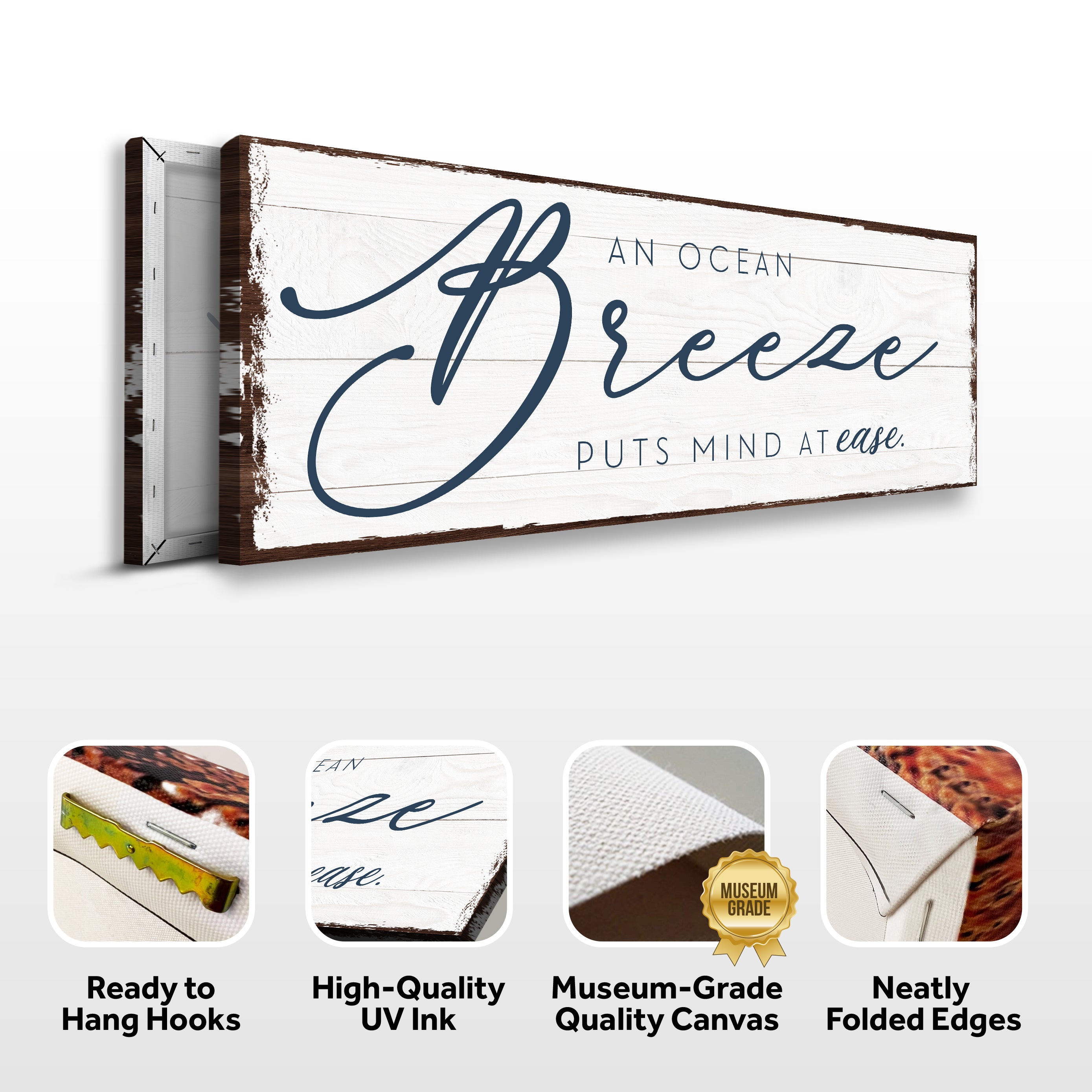 An Ocean Breeze Puts A Mind At Ease Sign on sale at MyriadMart