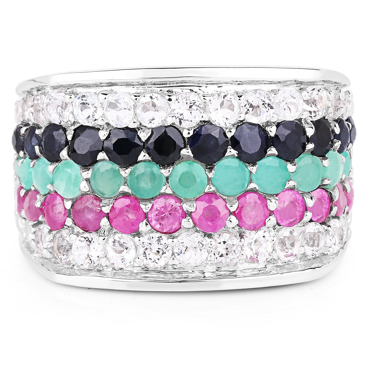4.28 Carat Genuine Multi Stone .925 Sterling Silver Ring on sale at MyriadMart