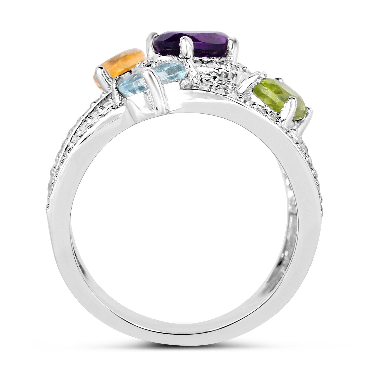 3.66 Carat Genuine Multi Stones .925 Sterling Silver Ring on sale at MyriadMart
