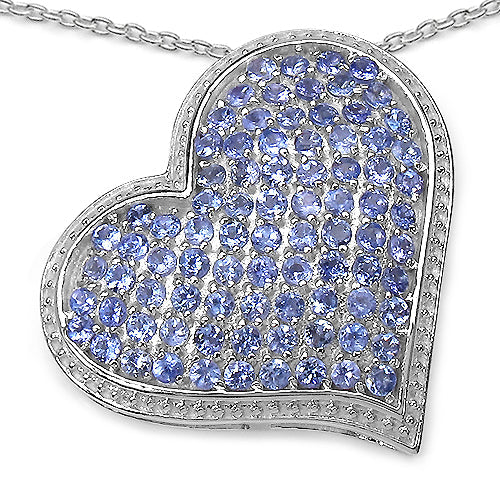 2.98 Carat Genuine Tanzanite .925 Sterling Silver Pendant on sale at MyriadMart