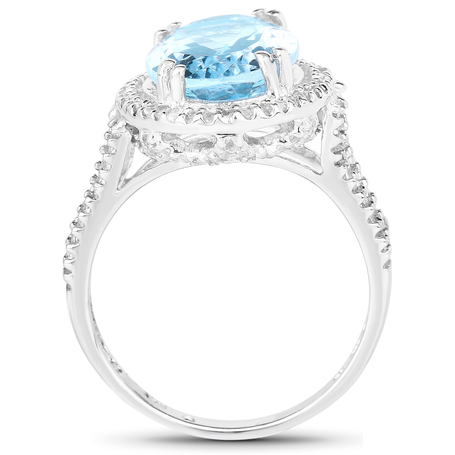 8.15 Carat Genuine Blue Topaz and White Topaz .925 Sterling Silver Ring on sale at MyriadMart