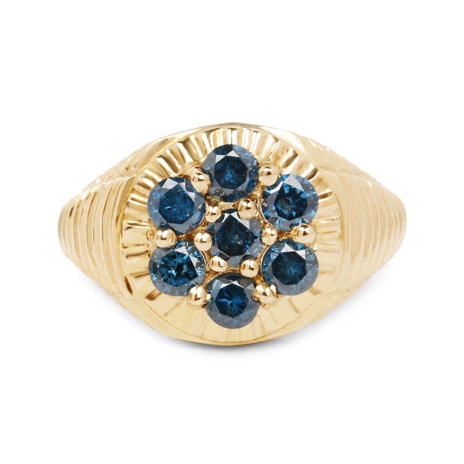 14K Yellow Gold Plated 1.40 Carat Genuine Blue Diamond .925 Sterling Silver Ring on sale at MyriadMart