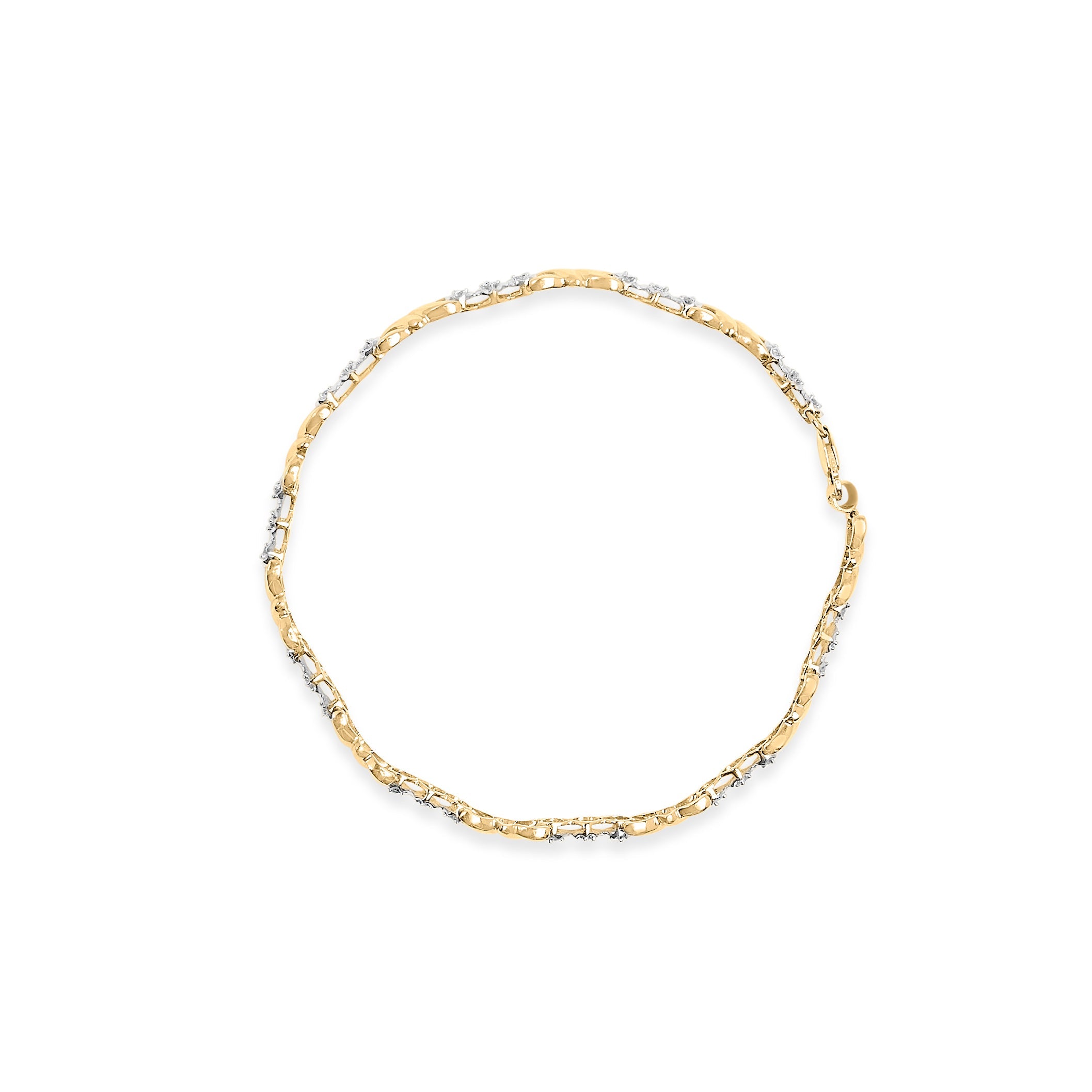 10k Yellow Gold 1/3 Cttw Diamond 3 Stone and X-Link Bracelet I-J Color, I1-I2 Clarity - 7.50" Inches on sale at MyriadMart