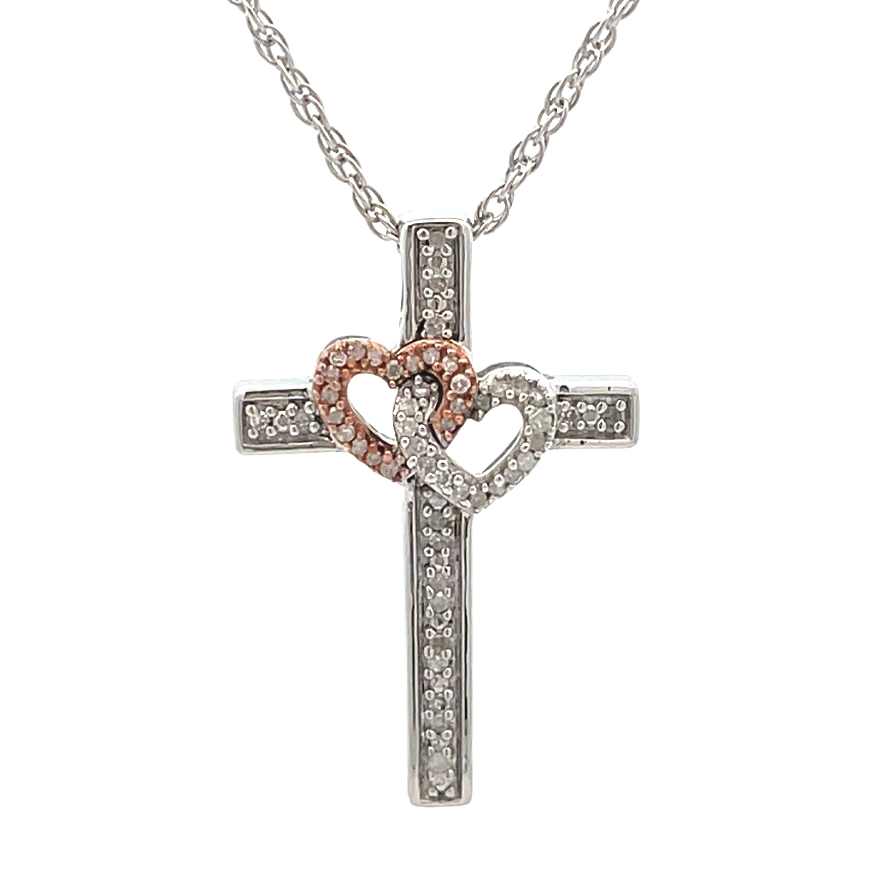 .11ct Cross Religious Pendant Sterling Silver 10KT Gold on sale at MyriadMart