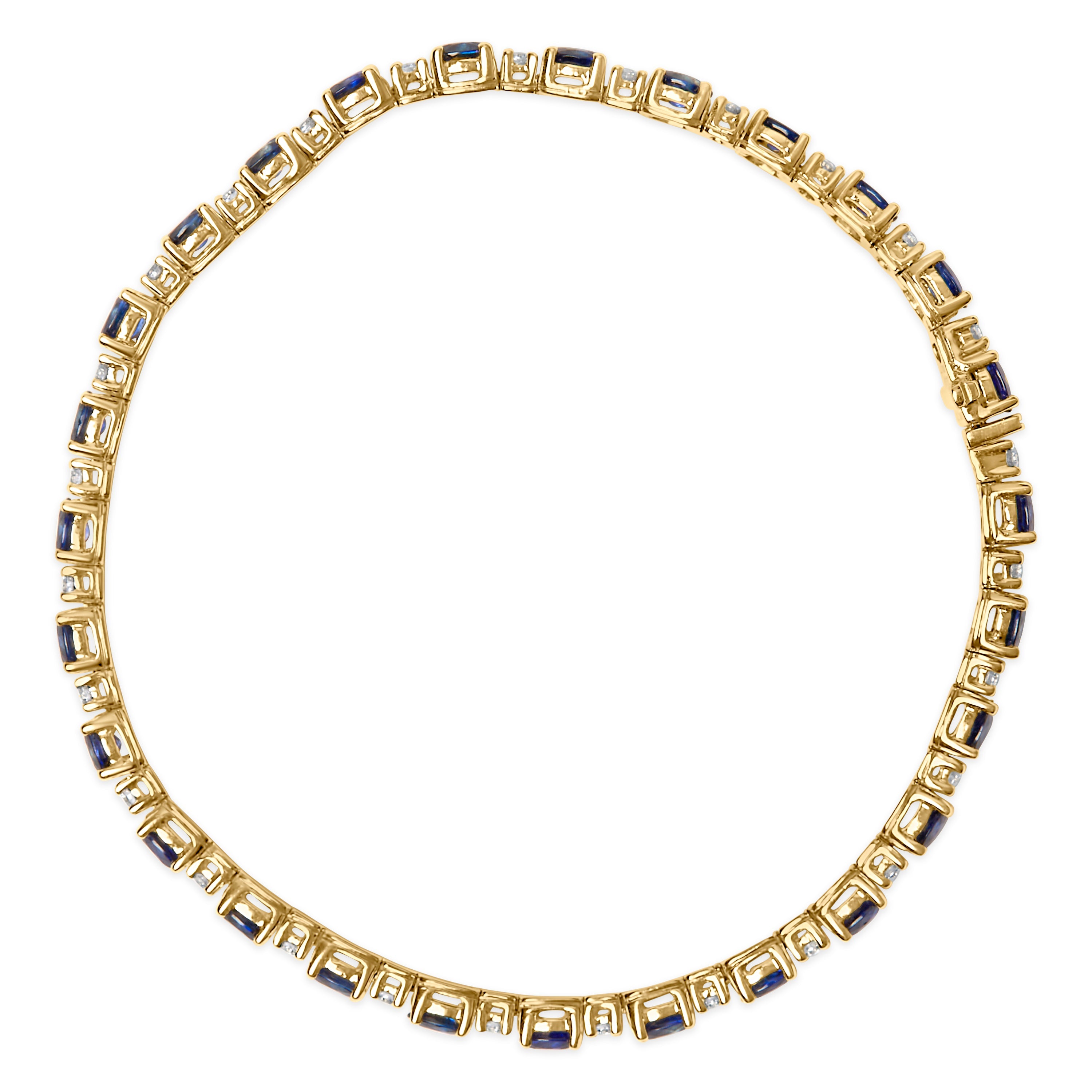 18K Yellow Gold 3/4 Cttw Diamond and 5 1/3 Cttw Oval Blue Sapphire Alternating Link Bracelet G-H Color, VS1-VS2 Clarity - 7.25" Inches on sale at MyriadMart