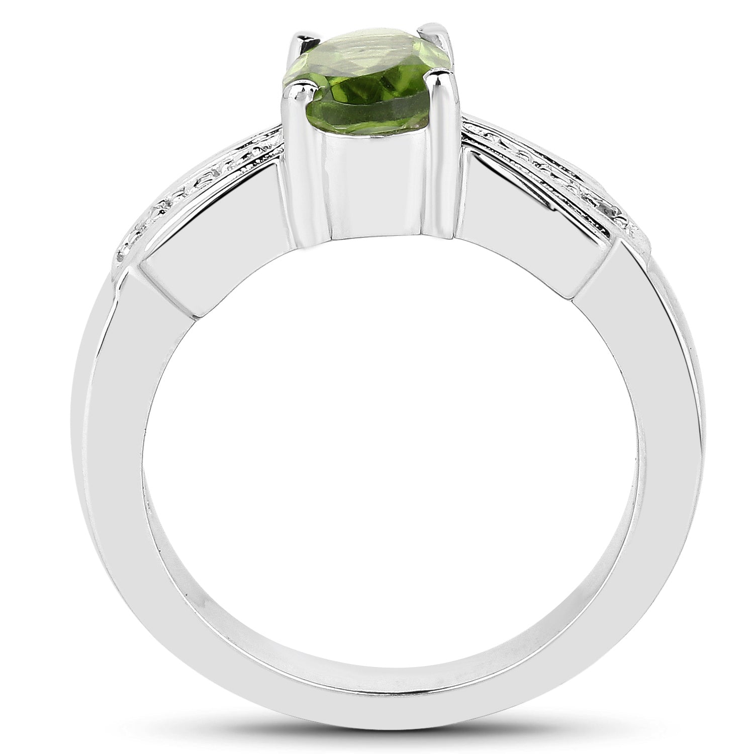 1.13 Carat Genuine Peridot and White Topaz .925 Sterling Silver Ring on sale at MyriadMart