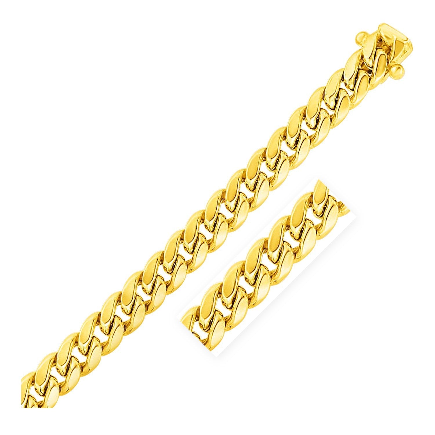 11mm 14k Yellow Gold Semi Solid Miami Cuban Bracelet on sale at MyriadMart