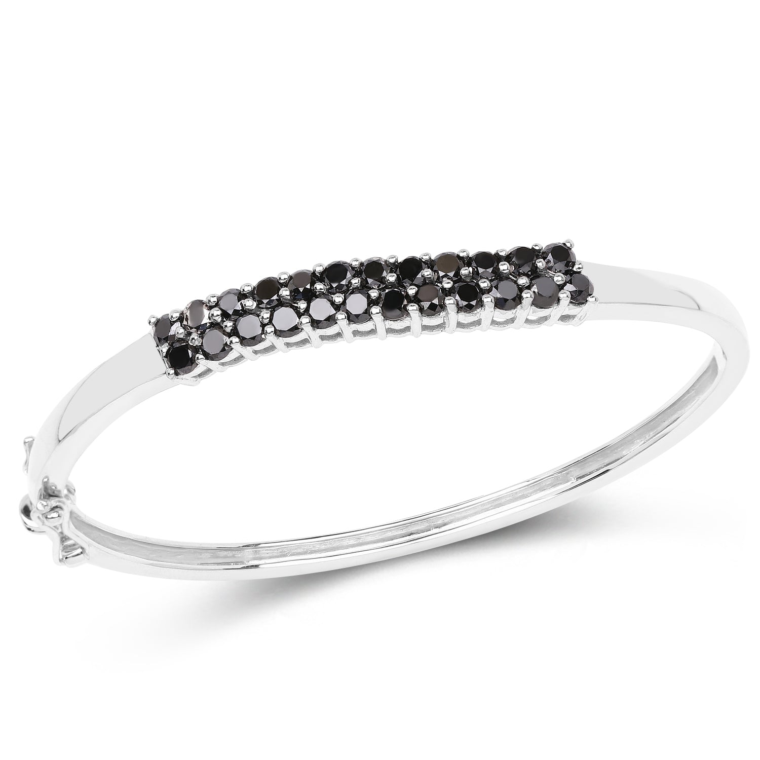3.53 Carat Genuine Black Diamond .925 Sterling Silver Bangle on sale at MyriadMart