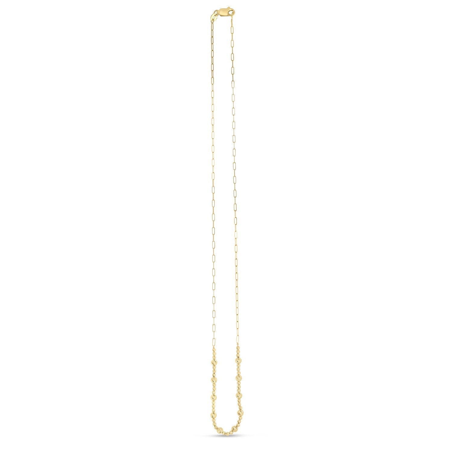 14k Yellow Gold Bead Paperclip Necklace on sale at MyriadMart
