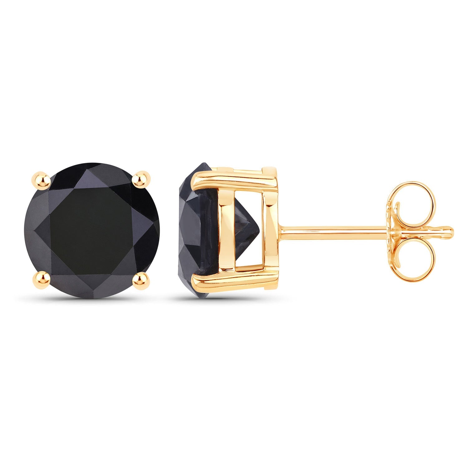 4.12 Carat Genuine Black Diamond 14K Yellow Gold Earrings on sale at MyriadMart