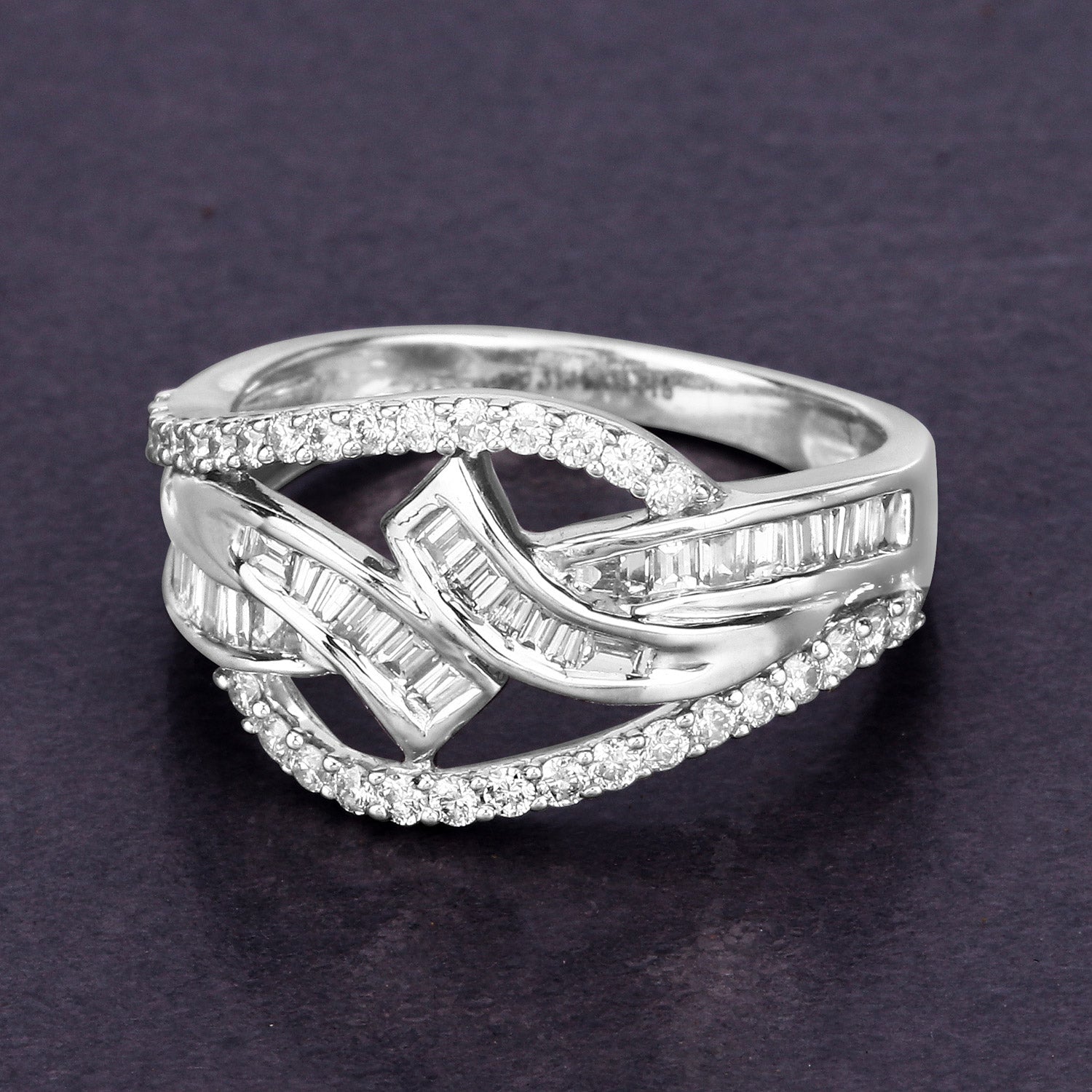 0.72 Carat Genuine White Diamond 14K White Gold Ring E-F-G Color, VS-SI Clarity on sale at MyriadMart