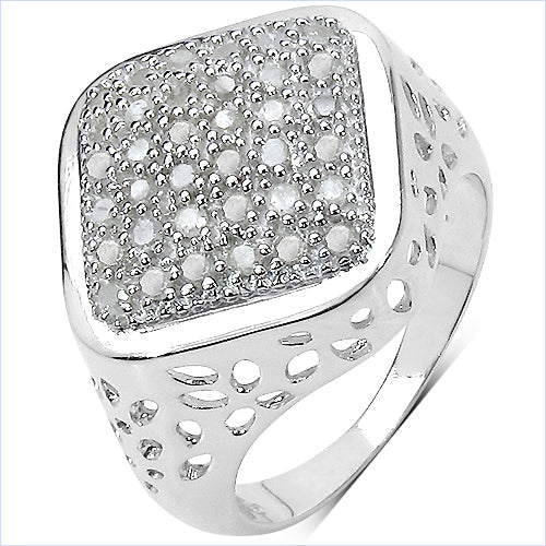 0.54 Carat Genuine White Diamond .925 Sterling Silver Ring on sale at MyriadMart