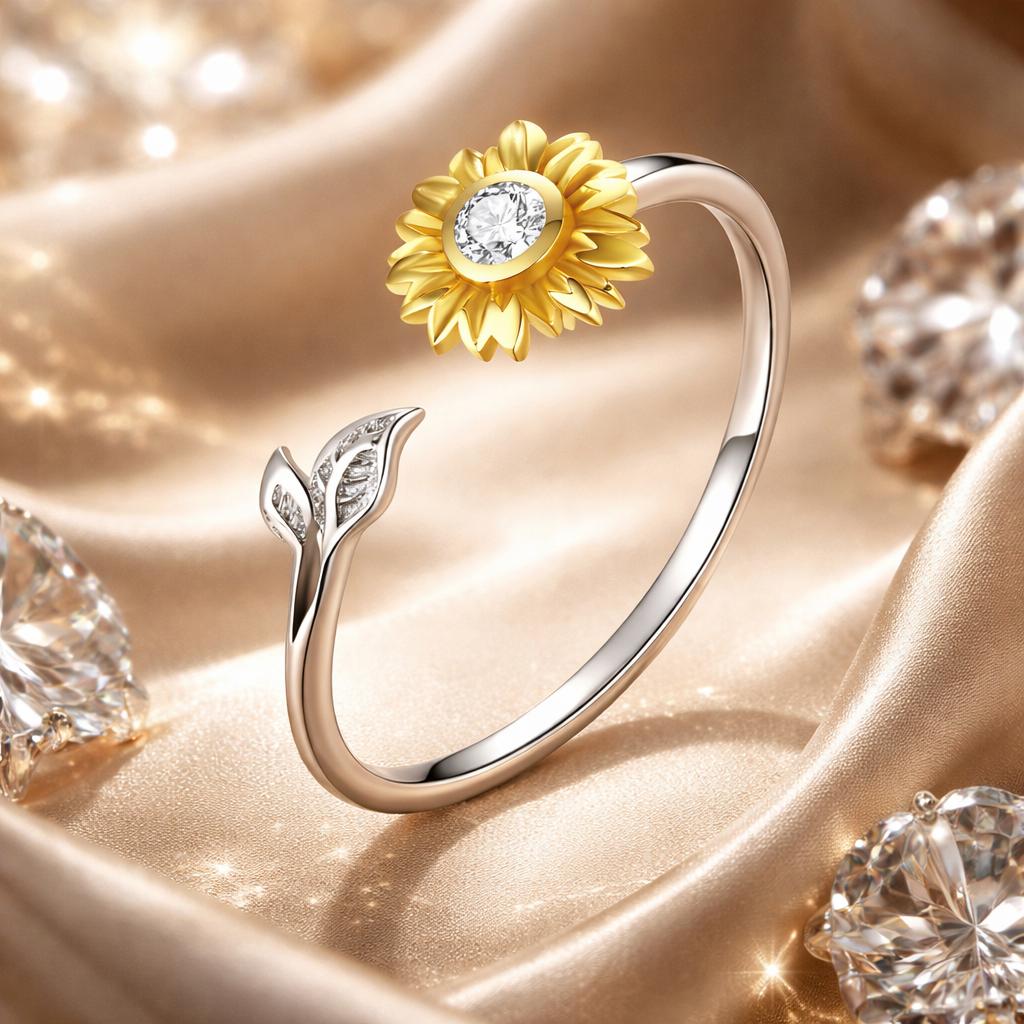 925 Sterling Silver Ring with Pavé Setting CZ, 0.1cm Width, Flower Design for Women on sale at MyriadMart