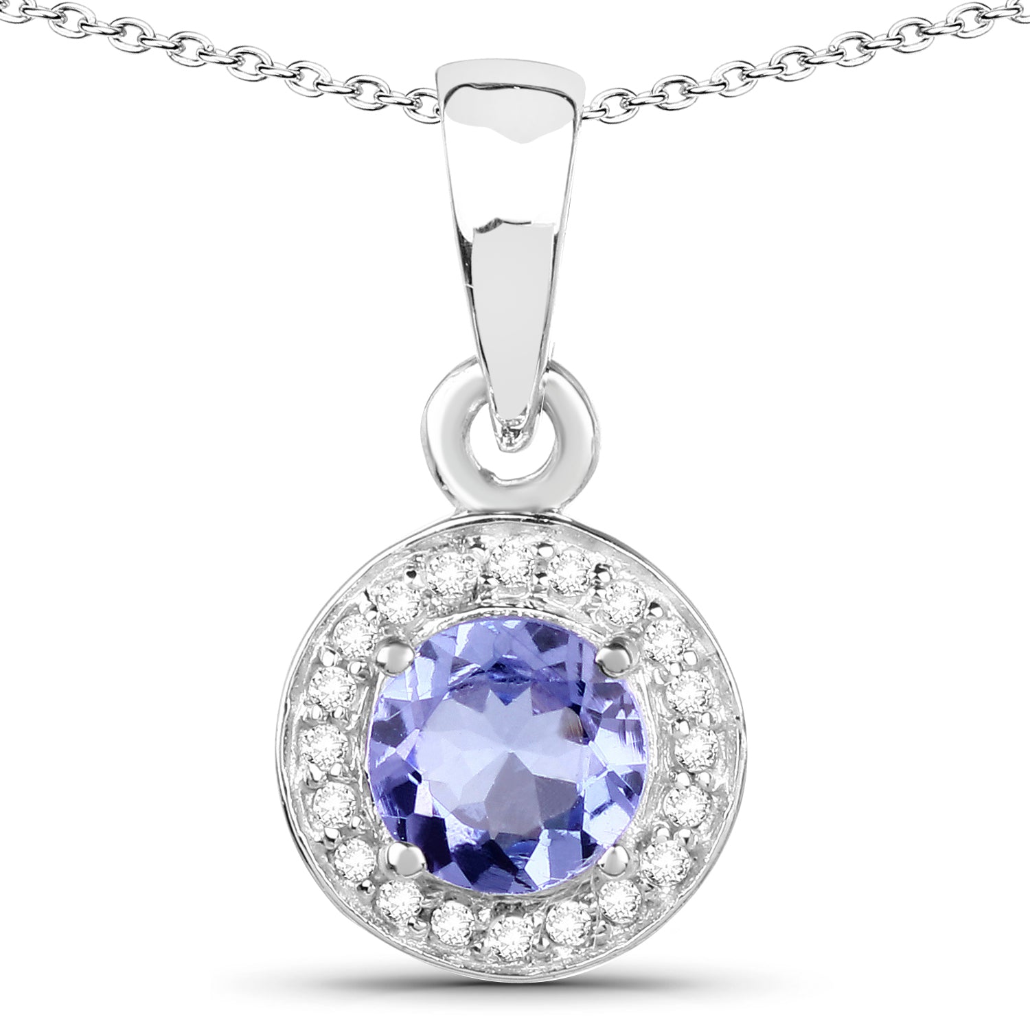 1.05 Carat Genuine Tanzanite and White Topaz .925 Sterling Silver Pendant on sale at MyriadMart