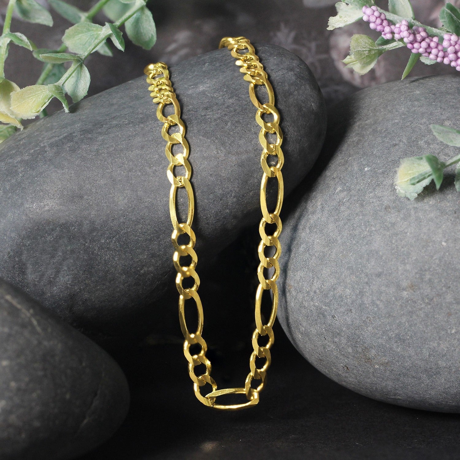 10K Yellow Gold Solid Figaro Chain 4.50 mm on sale at MyriadMart