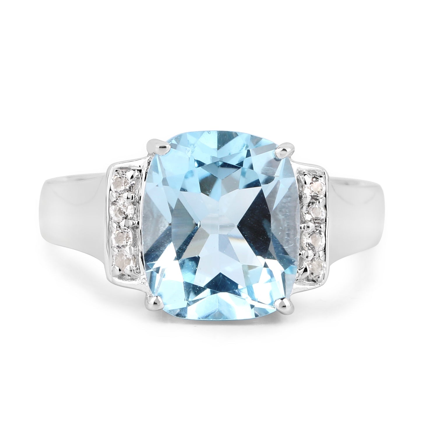 4.28 Carat Genuine Blue Topaz and White Topaz .925 Sterling Silver Ring on sale at MyriadMart