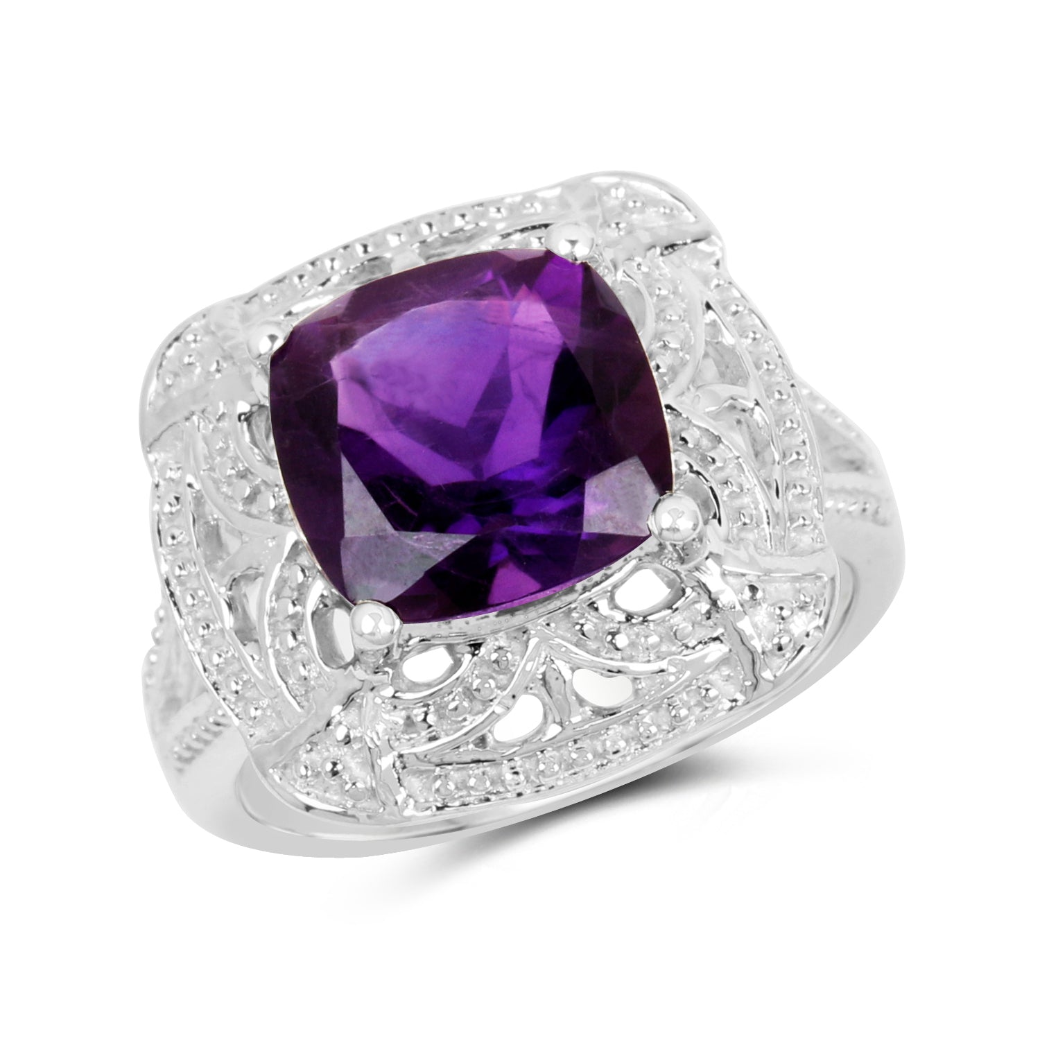 4.35 Carat Genuine Amethyst .925 Sterling Silver Ring on sale at MyriadMart