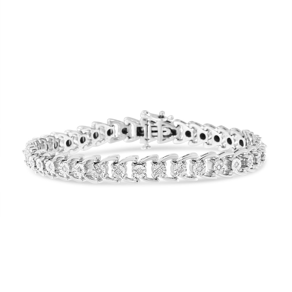 .925 Sterling Silver 1/4 Cttw Miracle Set Round Diamond Composite Open Linked Composite Line Bracelet I-J Color, I3-Promo Clarity - 7.5" on sale at MyriadMart