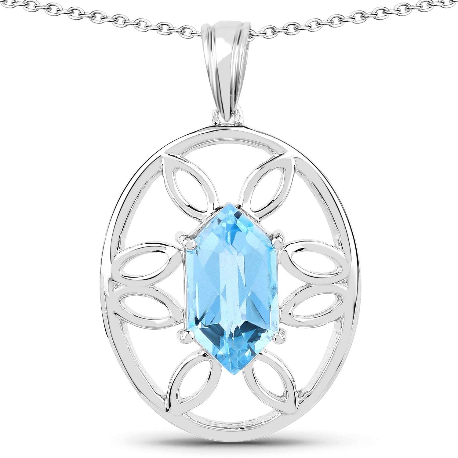 6.17 Carat Genuine Swiss Blue Topaz .925 Sterling Silver Pendant on sale at MyriadMart