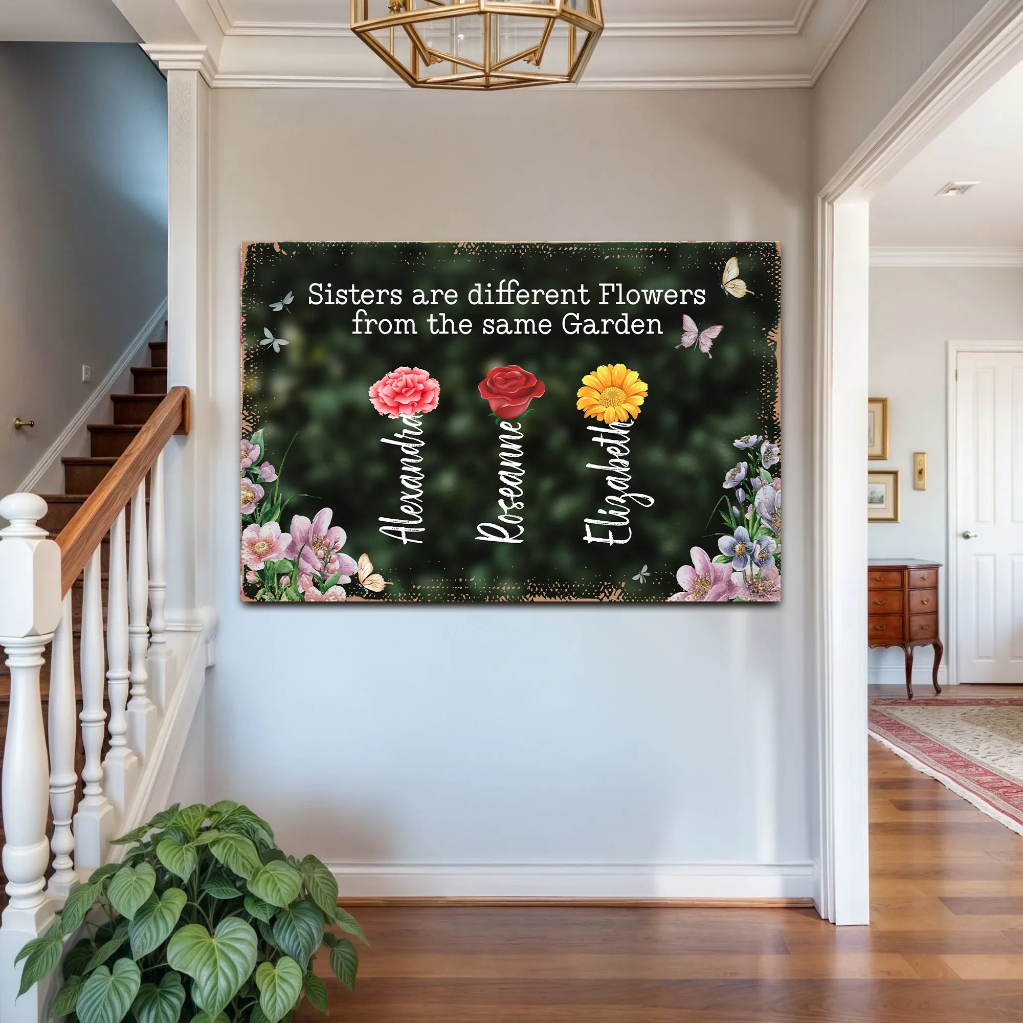 Sisters Are Different Flowers From The Same Garden Sign on sale at MyriadMart