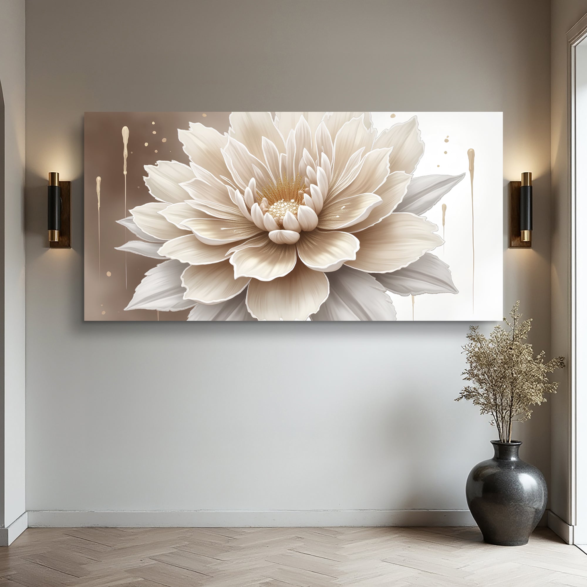 Single Beige Flower Abstract Wall Art on sale at MyriadMart