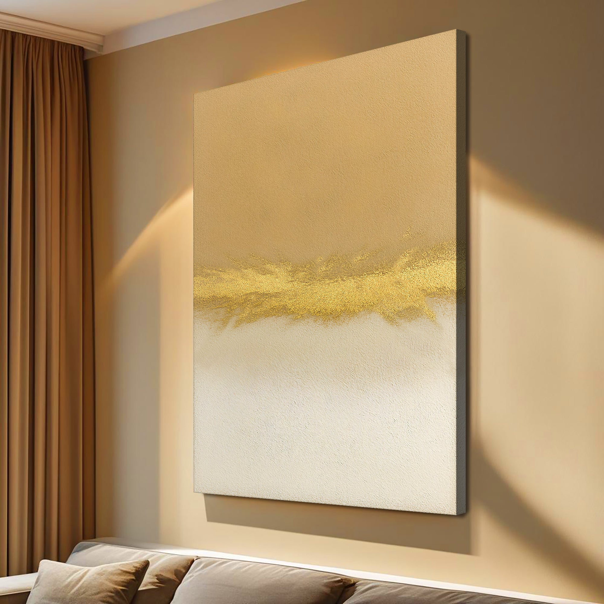 Minimalist White And Gold Wall Art on sale at MyriadMart