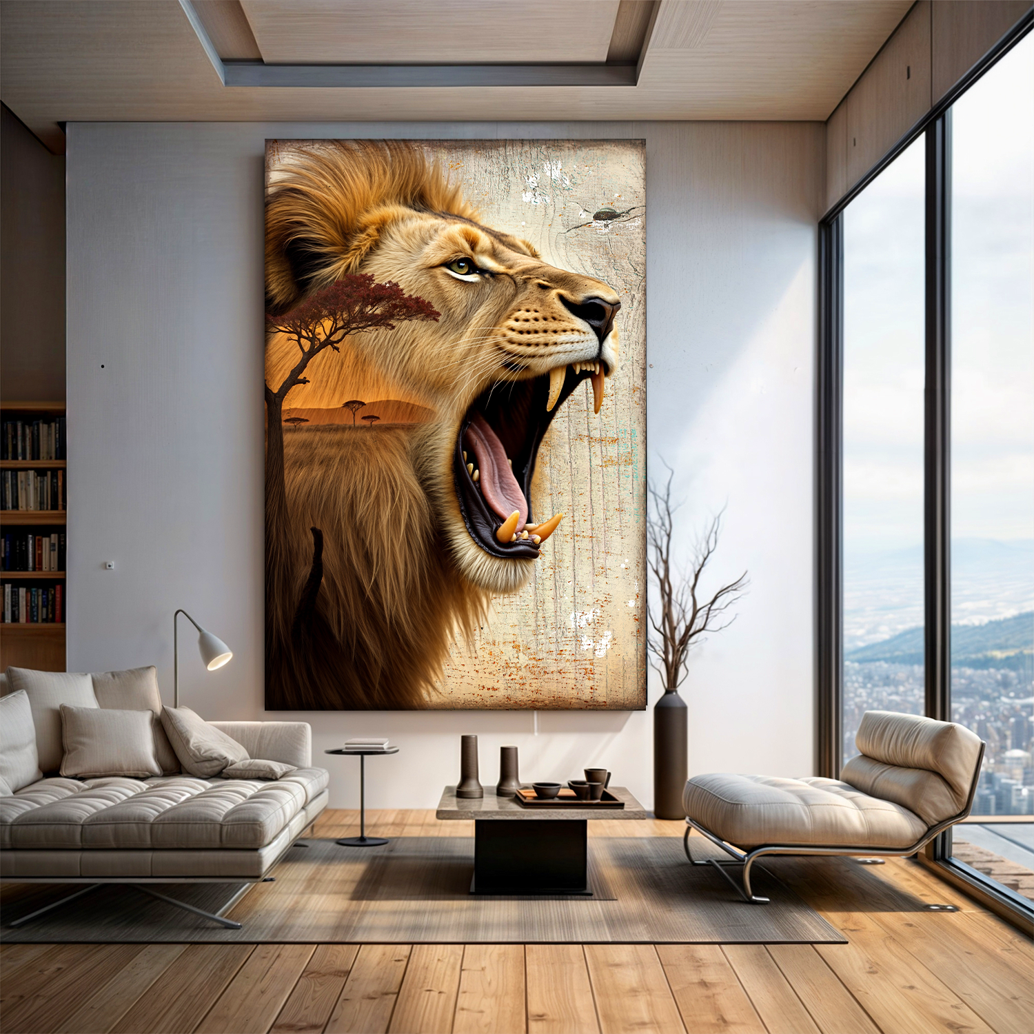 Lion Double Exposure Wall Art on sale at MyriadMart