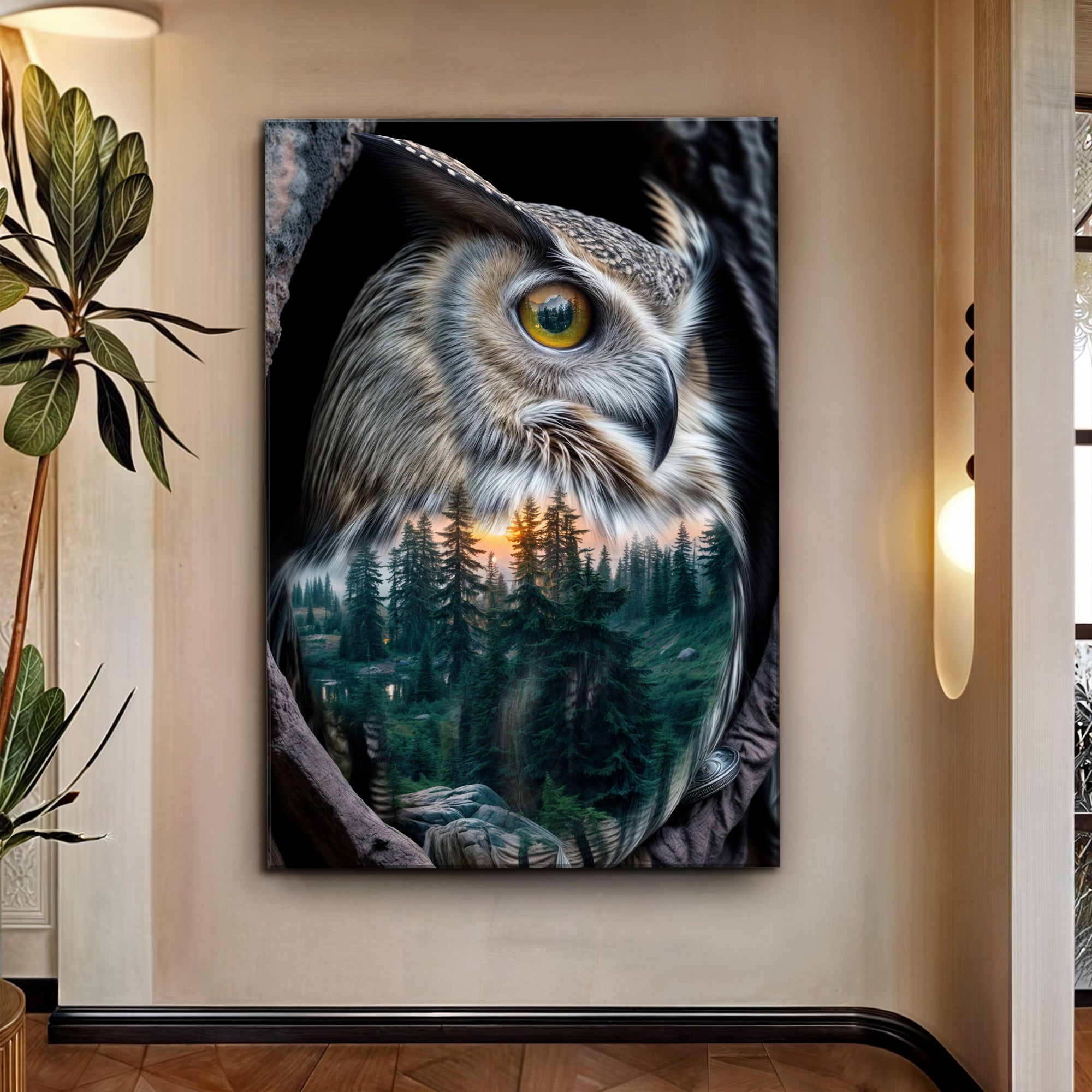 Owl Double Exposure Wall Art on sale at MyriadMart