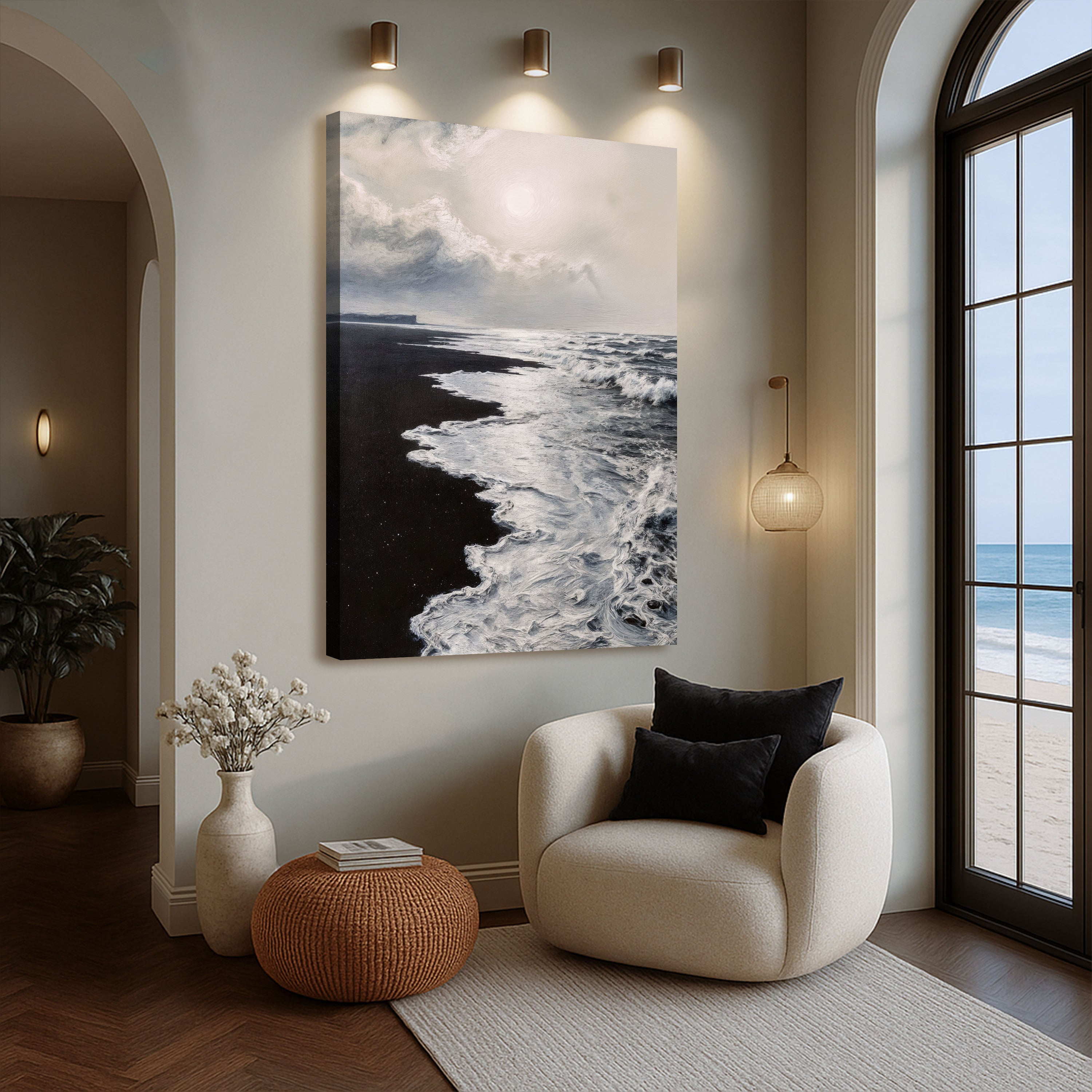 Black & White Waves Abstract Wall Art on sale at MyriadMart