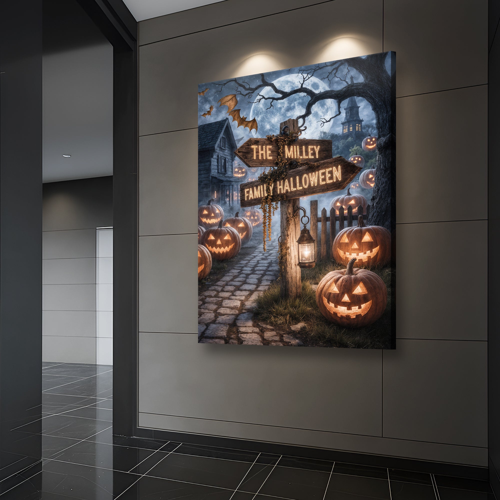 Personalized Family Name Street Sign Halloween Wall Art on sale at MyriadMart