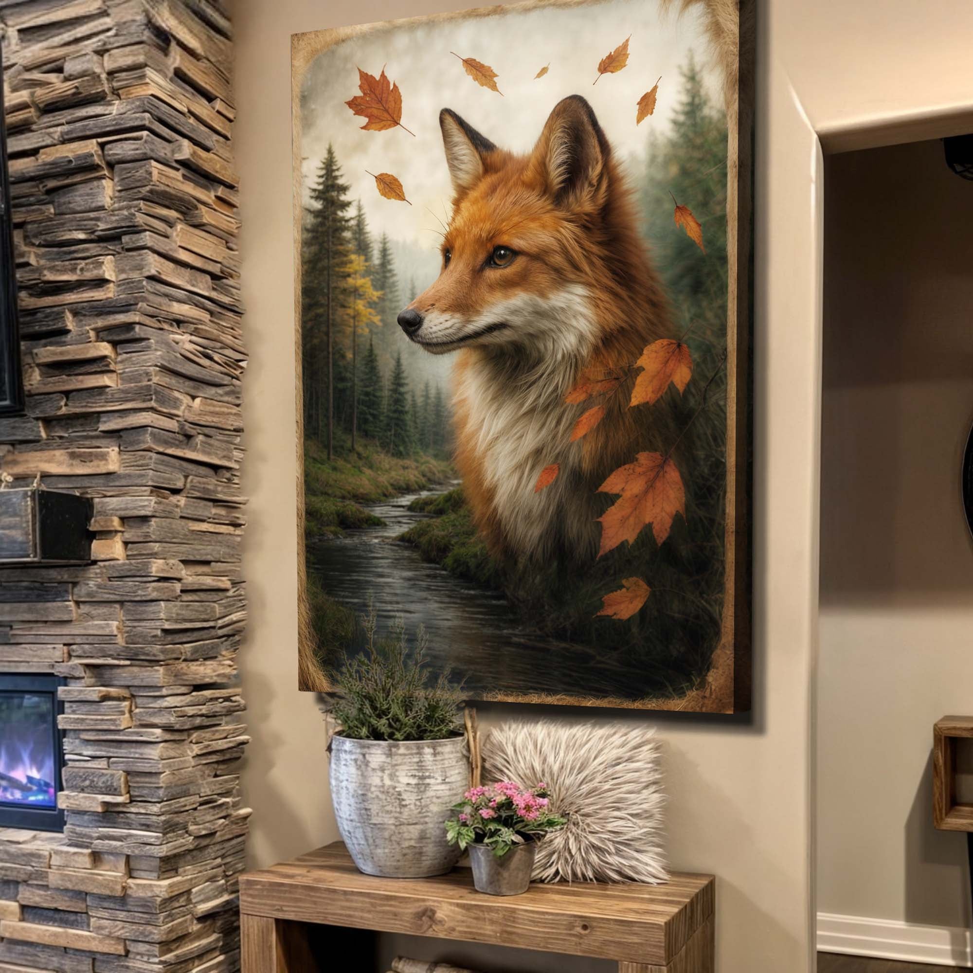 Autumn Fox Double Exposure Wall Art on sale at MyriadMart